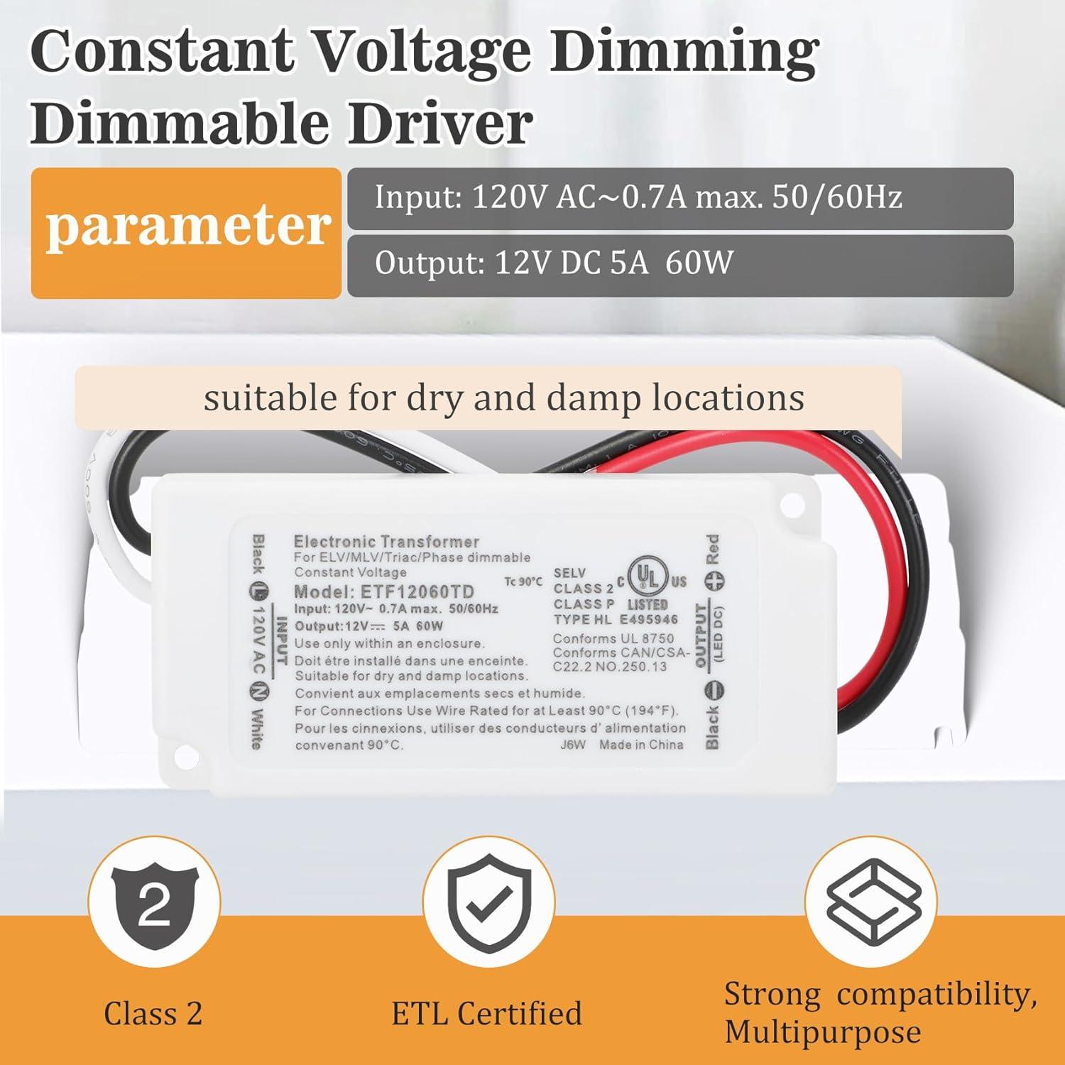 Controlador LED Regulable 12V 60W Vanesa - Transformador Triac