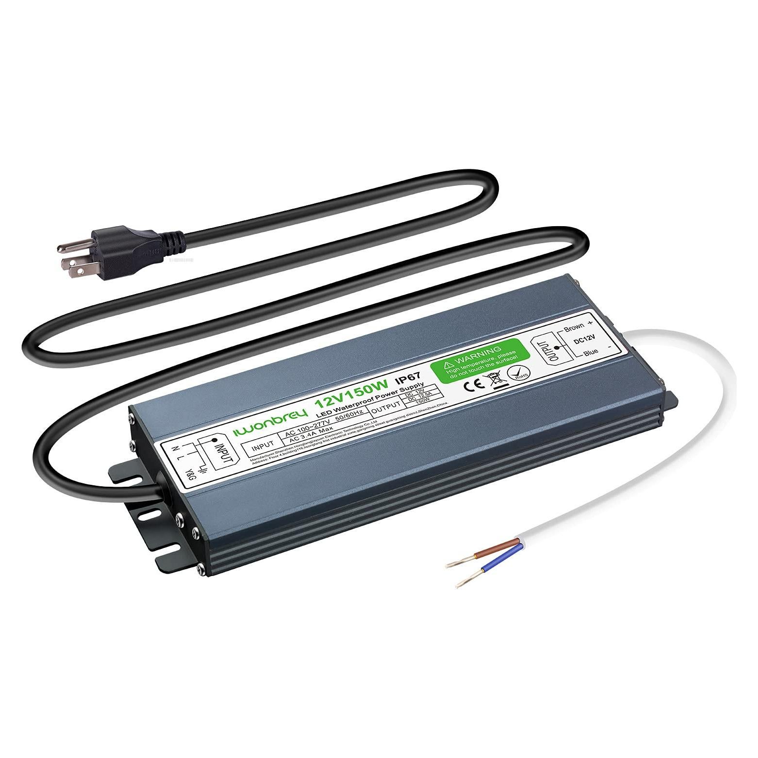 Transformador LED 150W IP67 12V 12.5A Adaptador de Alimentación