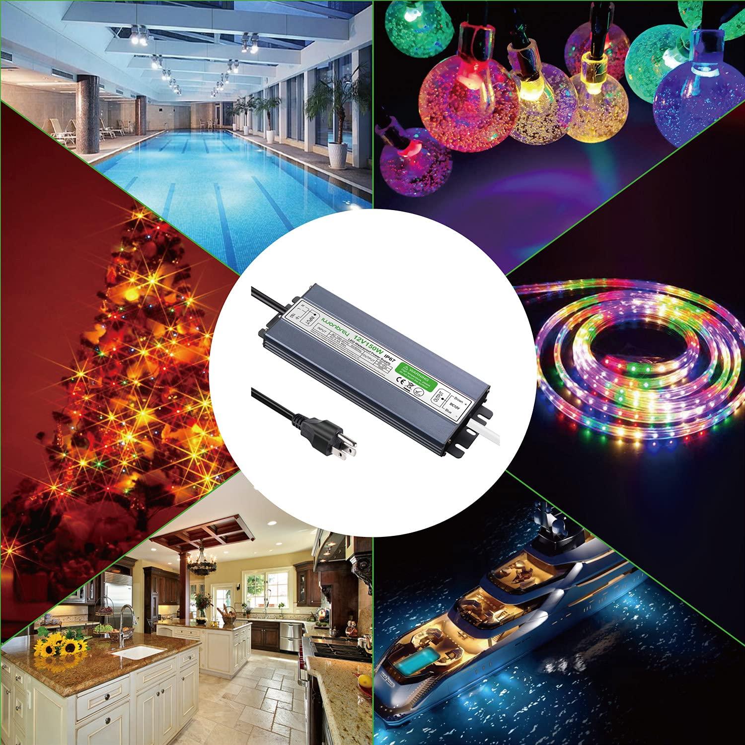 Transformador LED 150W IP67 12V 12.5A Adaptador de Alimentación