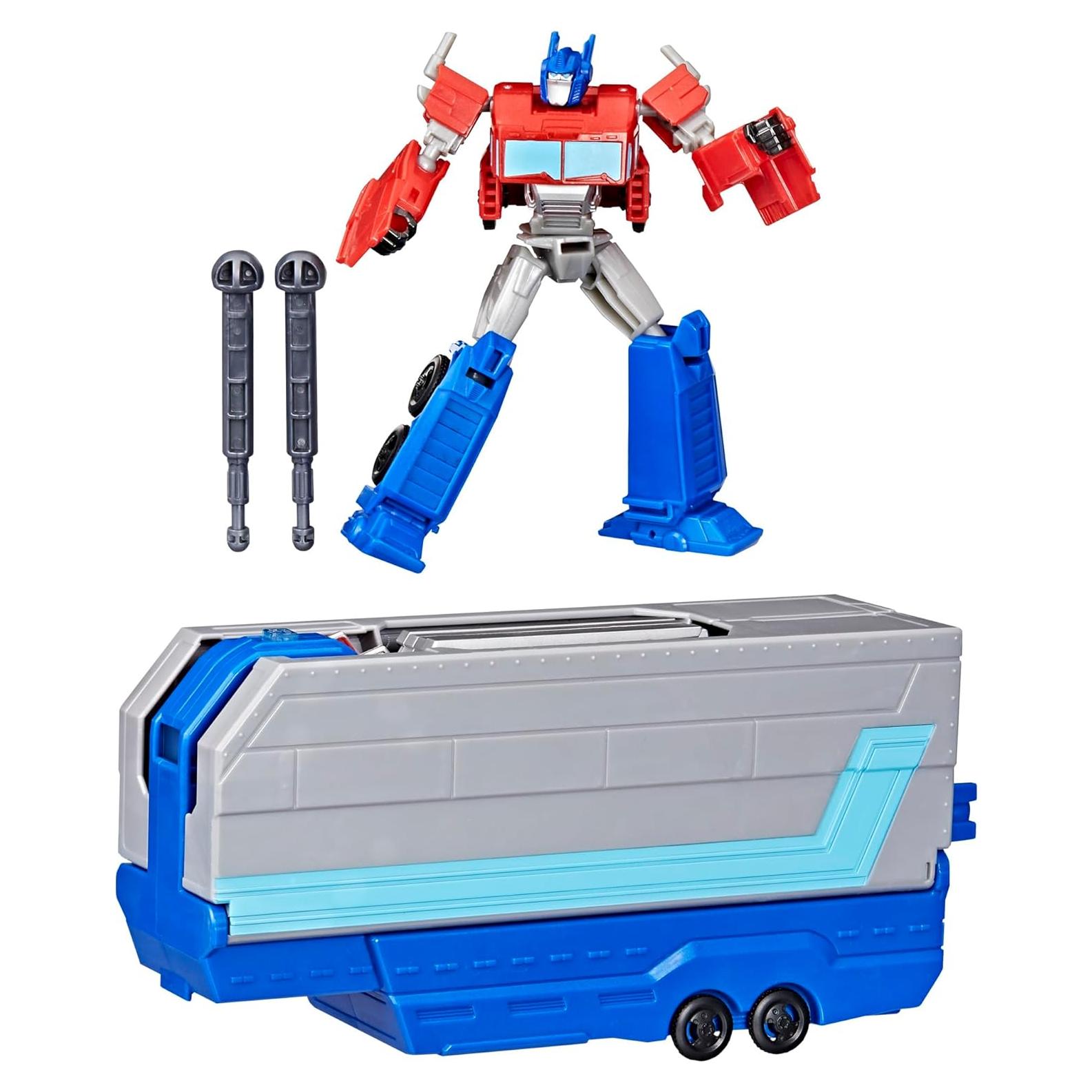 Transformers EarthSpark Optimus Prime Remolque de Batalla 2 en 1