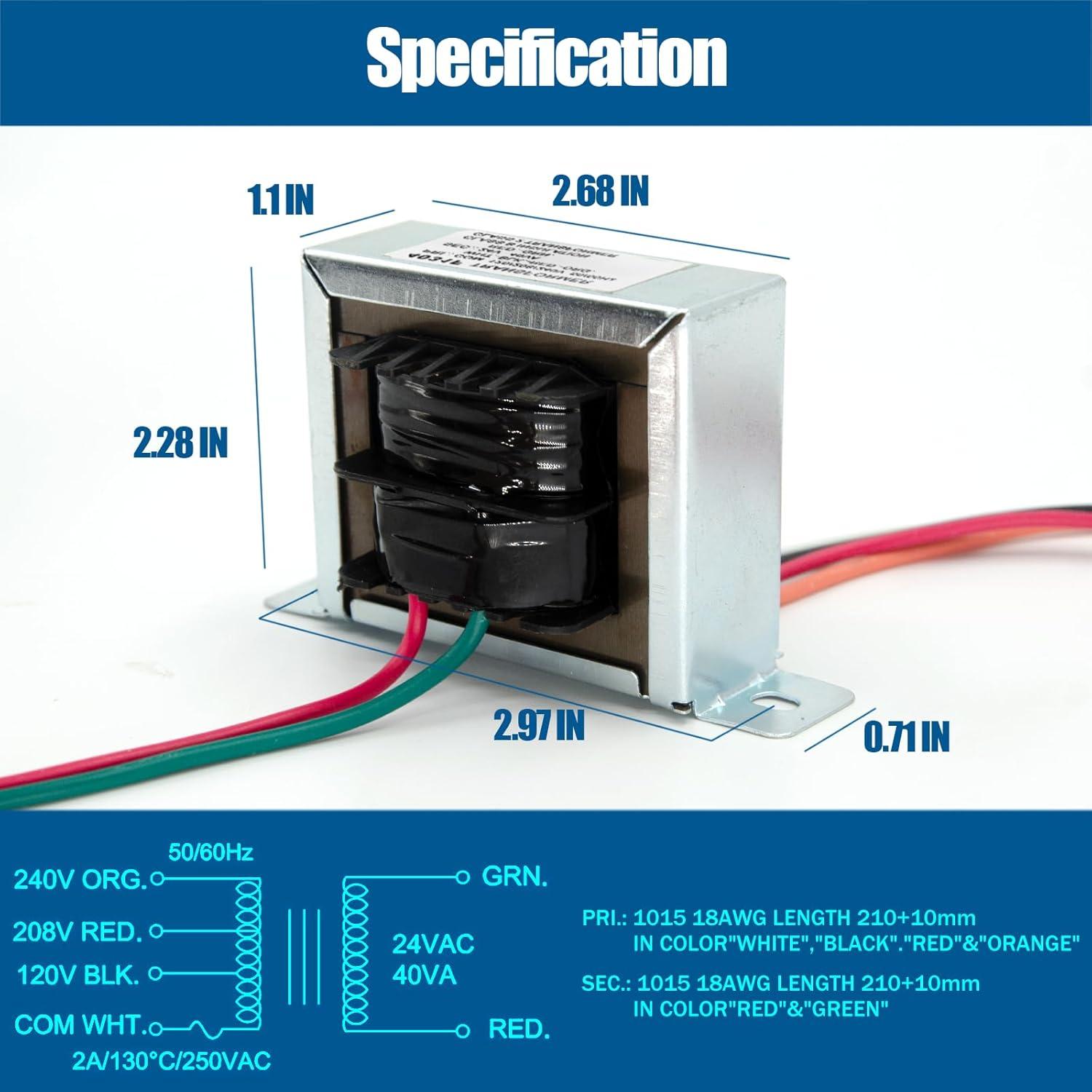 Transformador de Control ChooKaChoo 24V 40VA Multi Tap HVAC