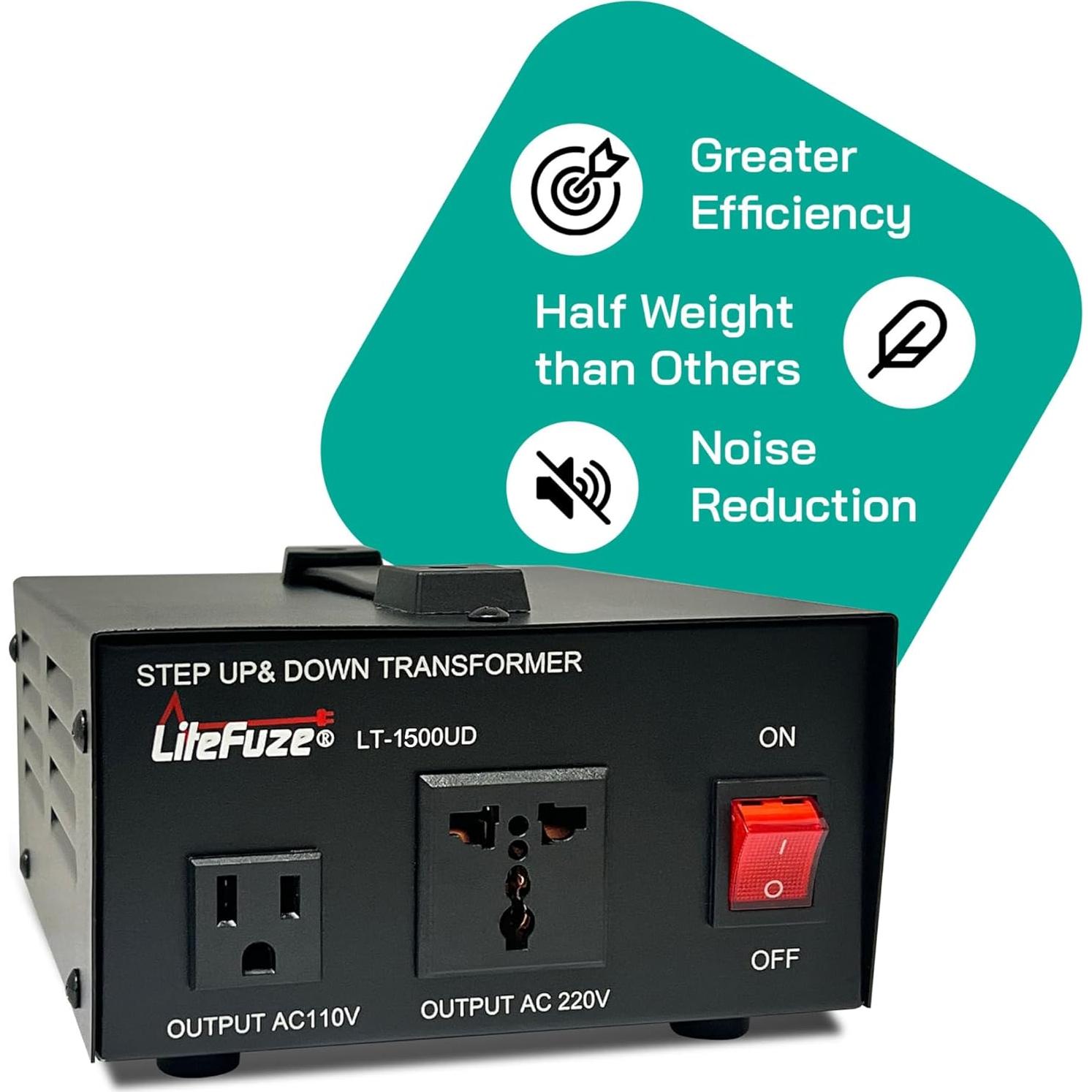 Transformador Convertidor de Voltaje LiteFuze LT-1500UD 1500W