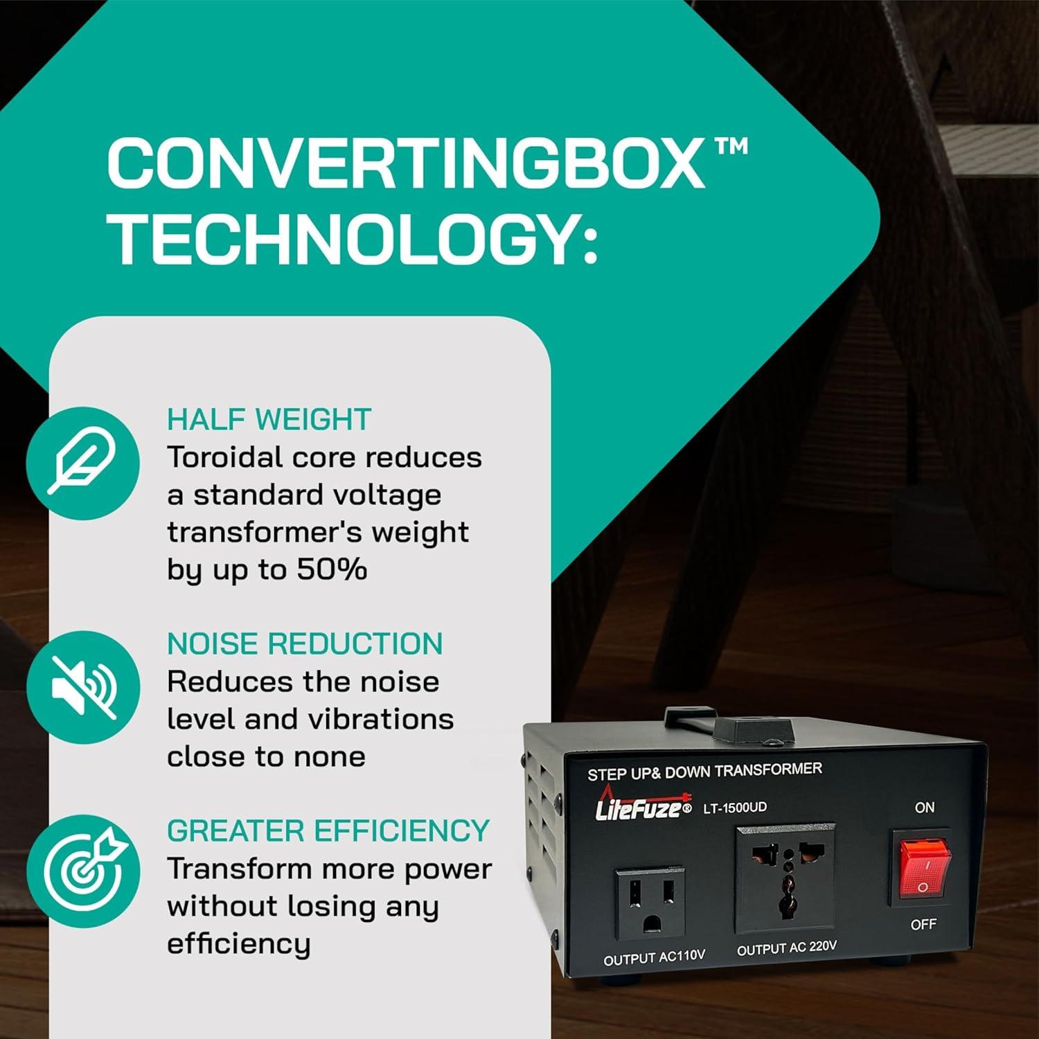 Transformador Convertidor de Voltaje LiteFuze LT-1500UD 1500W