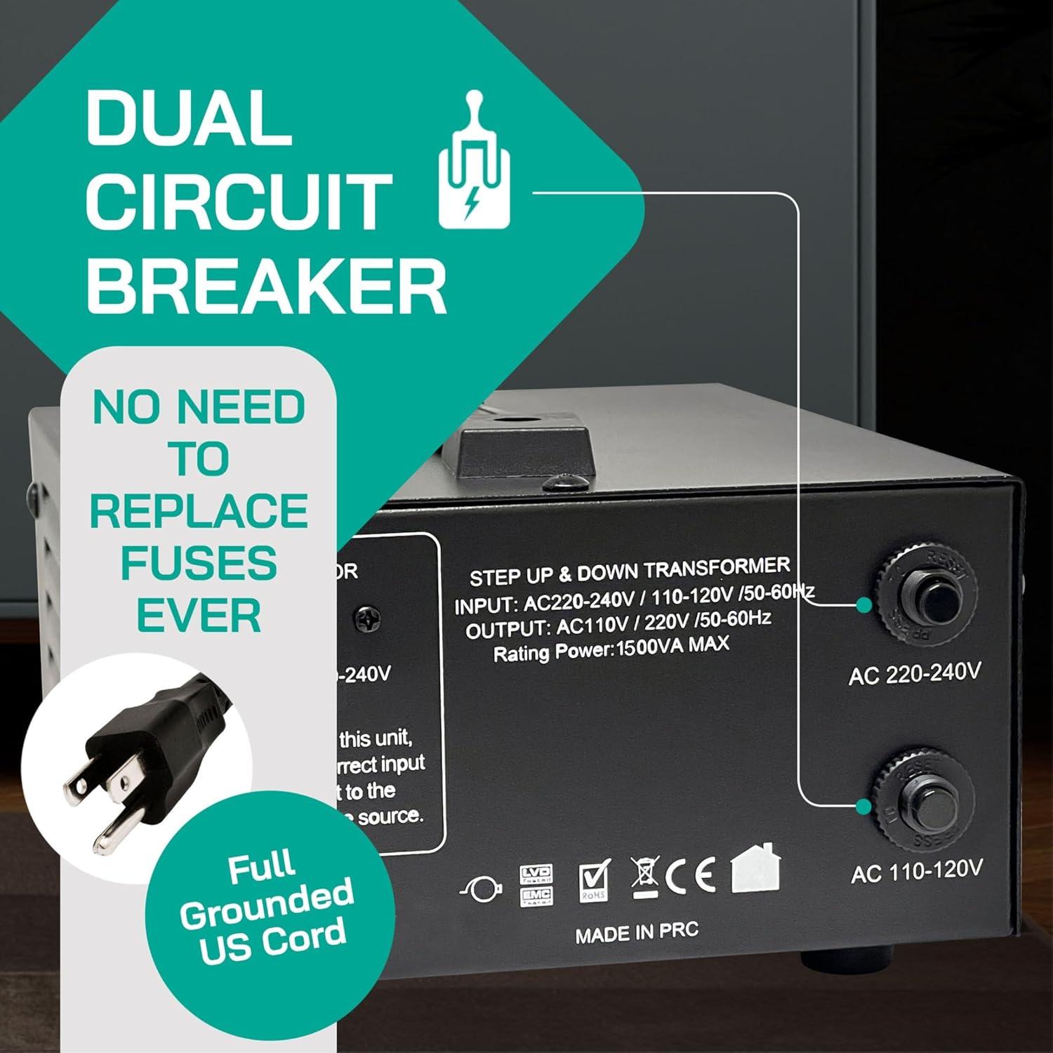 Transformador Convertidor de Voltaje LiteFuze LT-1500UD 1500W