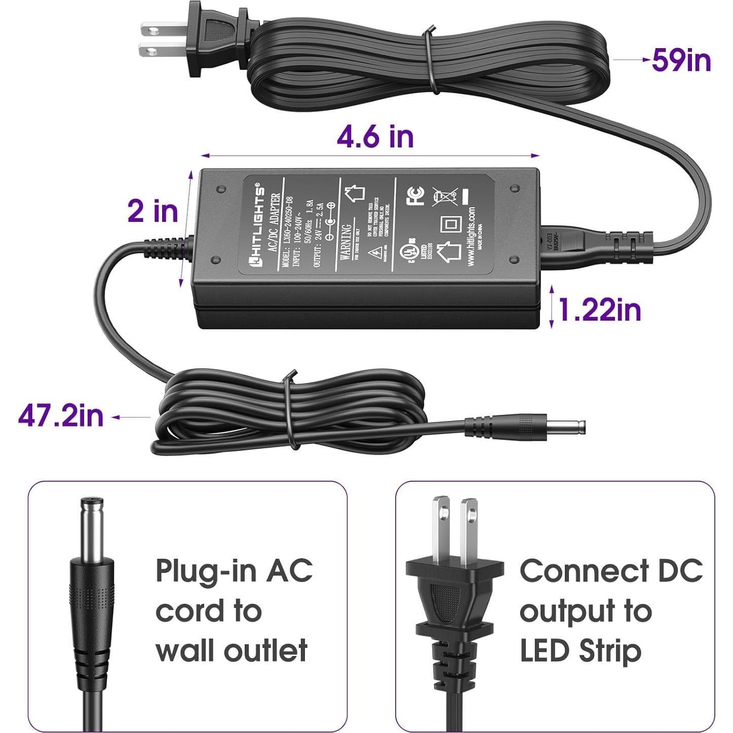 Fuente de Poder HitLights 24V 60W Adaptador Transformador