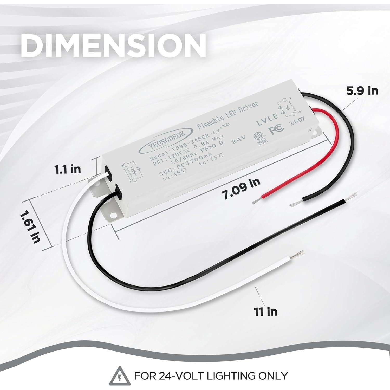Controlador LED Regulable 96W NAWVACE 24V AC a DC