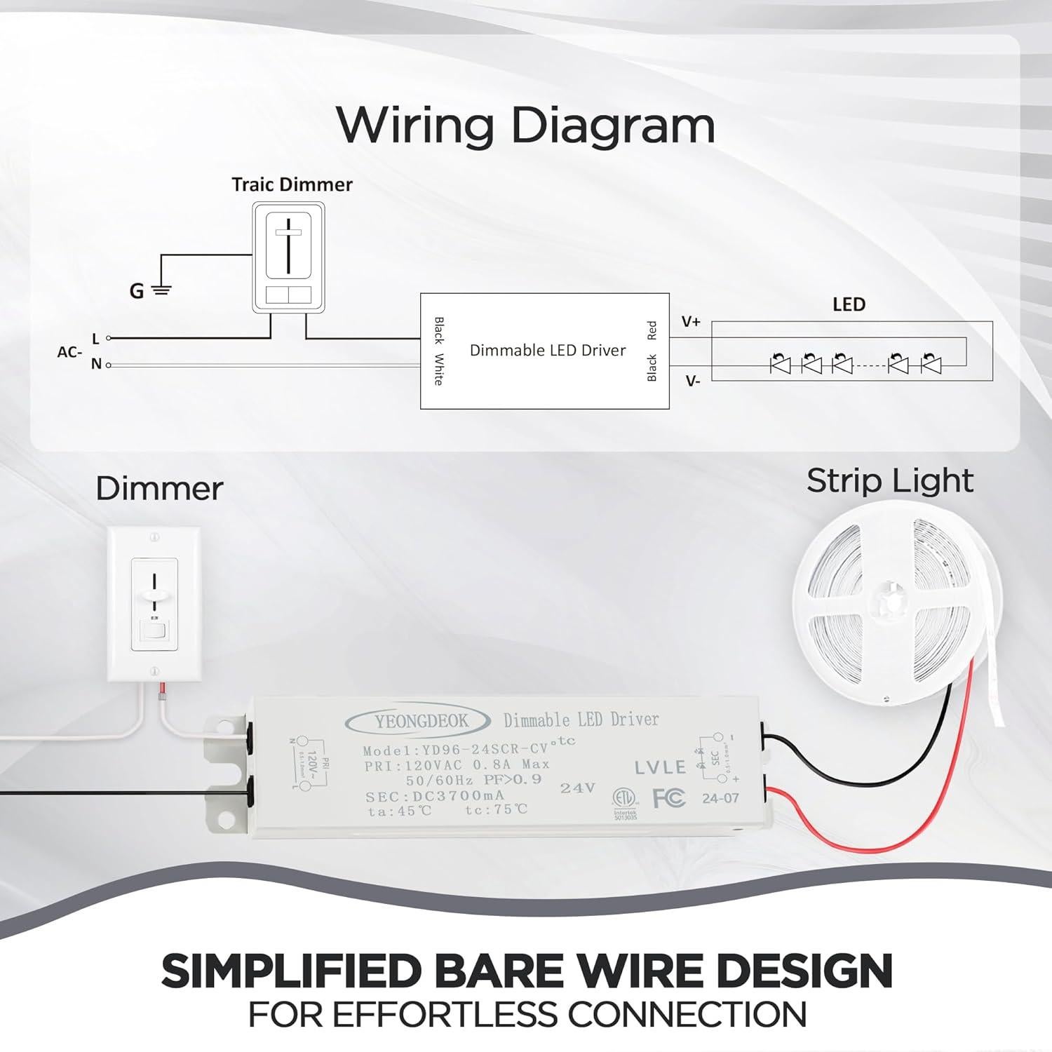 Controlador LED Regulable 96W NAWVACE 24V AC a DC