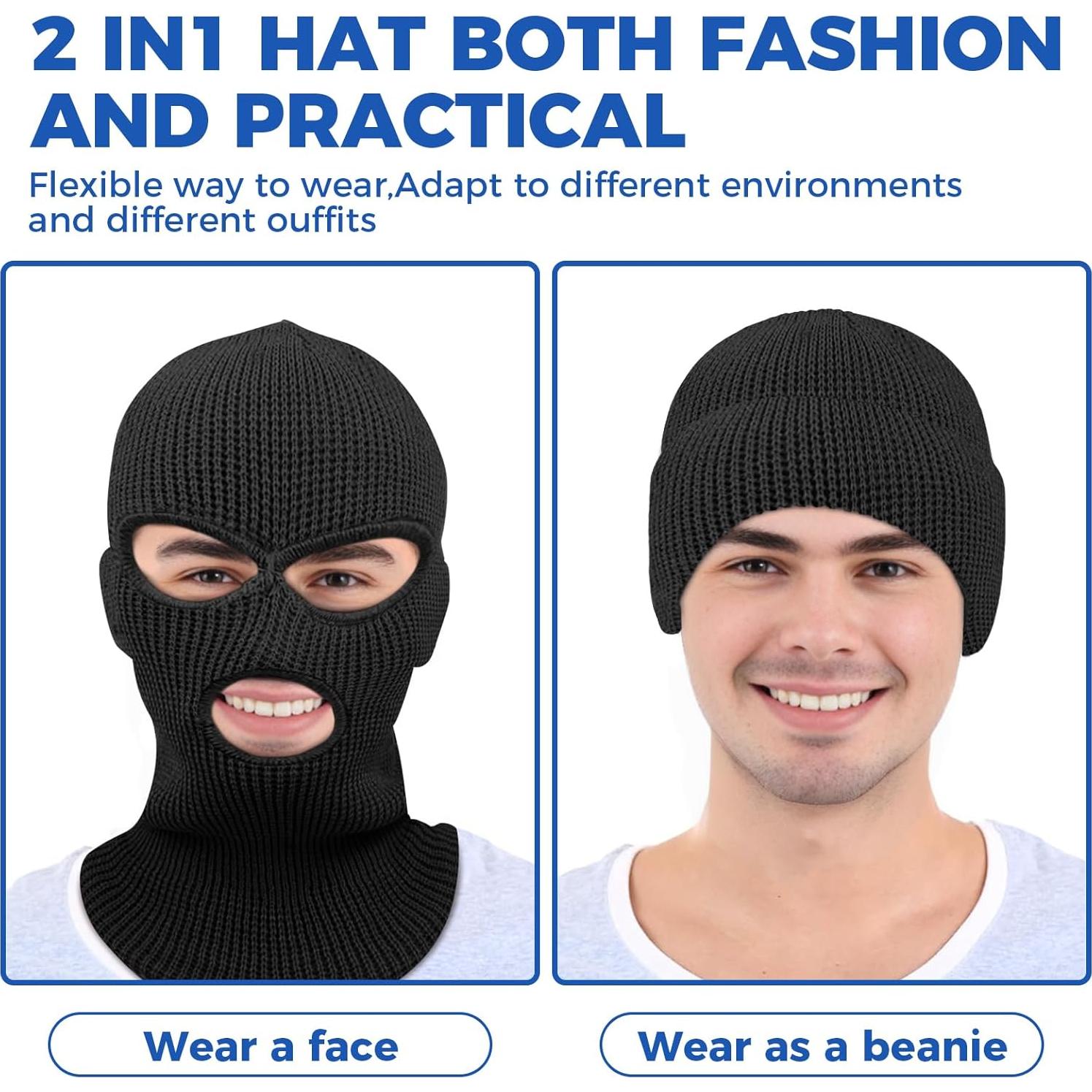 Máscara de Invierno Tejida 3 Agujeros Cálida para Adultos