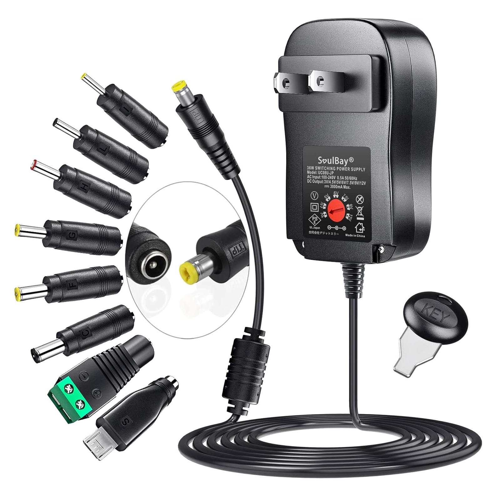 Adaptador de CA Universal SoulBay 36W 3V-12V 3000mA con 8 Conectores