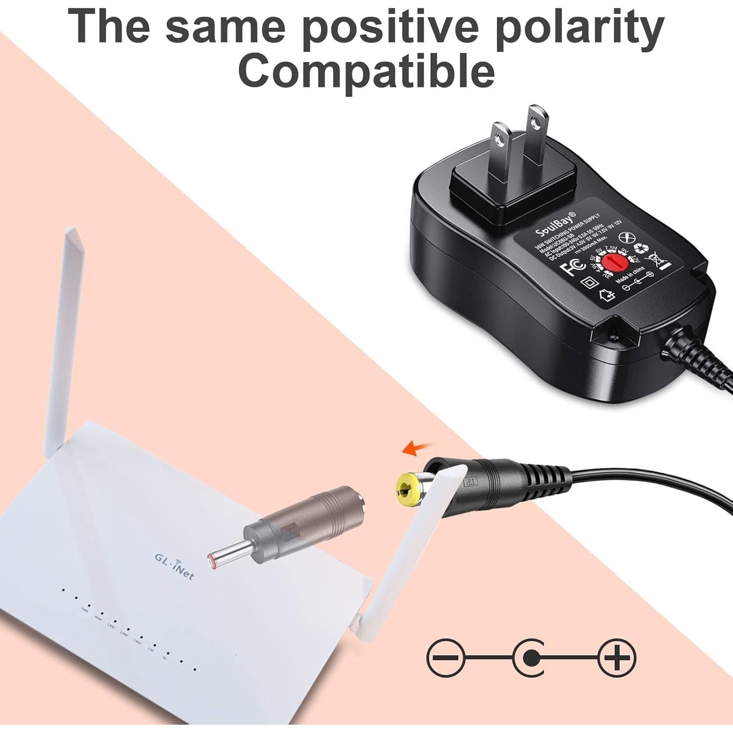Adaptador de CA Universal SoulBay 36W 3V-12V 3000mA con 8 Conectores