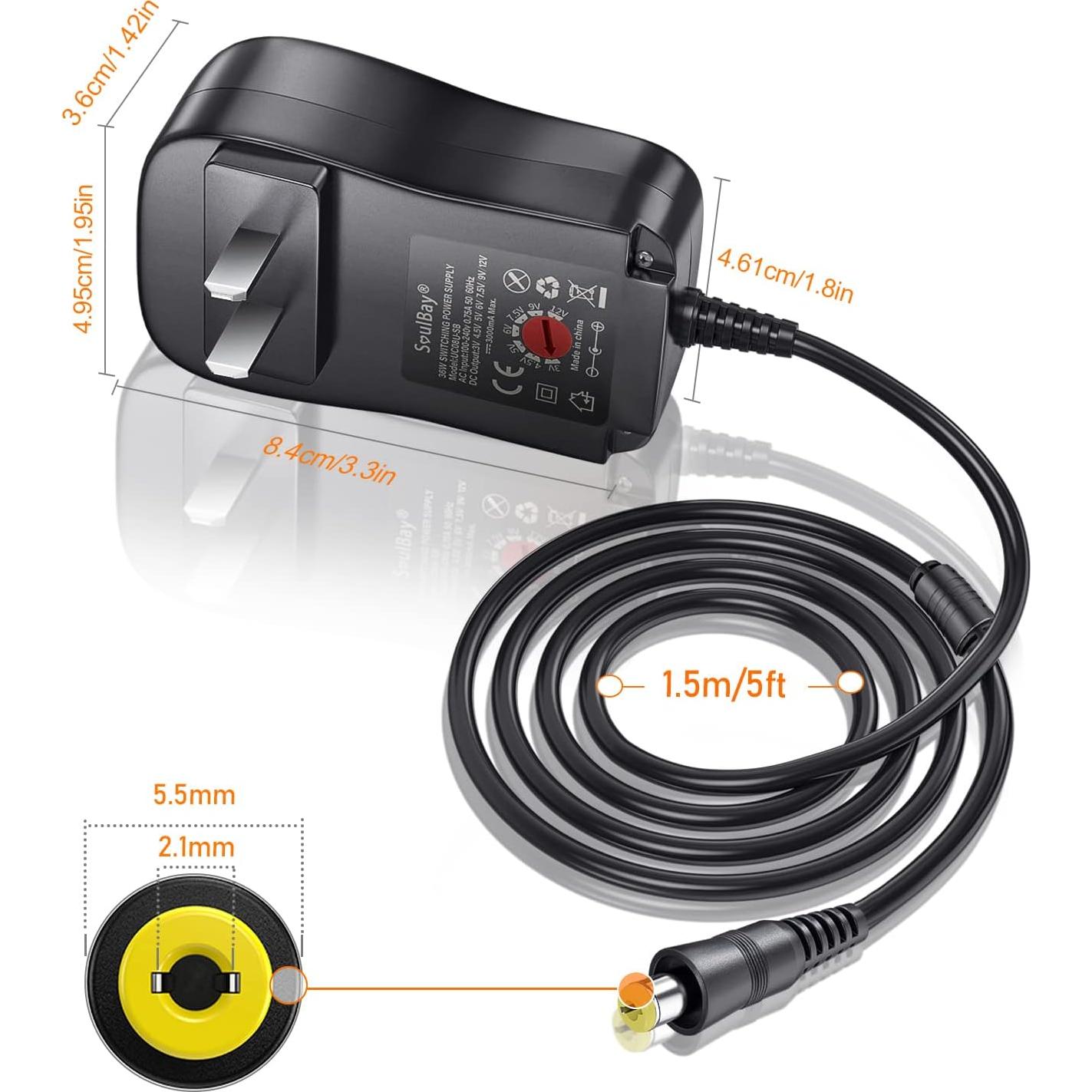Adaptador de CA Universal SoulBay 36W 3V-12V 3000mA con 8 Conectores