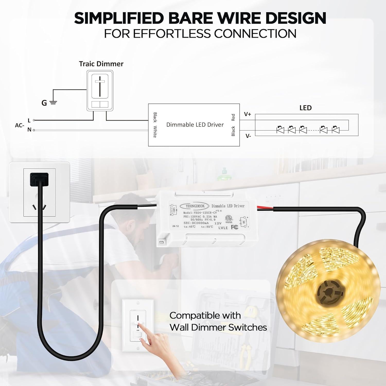 Controlador LED Regulable 12V 24W NAWVACE con Enchufe
