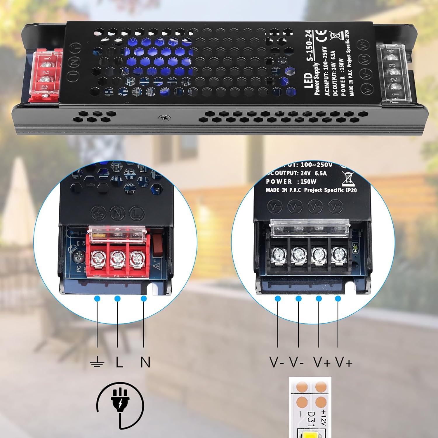 Fuente de Alimentación inShareplus 24V 150W DC 6.5A Adaptador