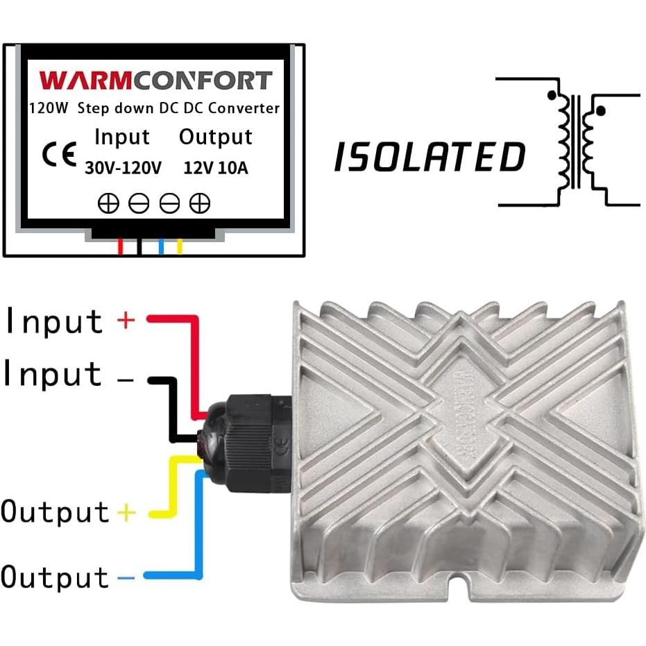 Transformador Aislante WARMCONFORT 30-120V a 12V 10A 120W
