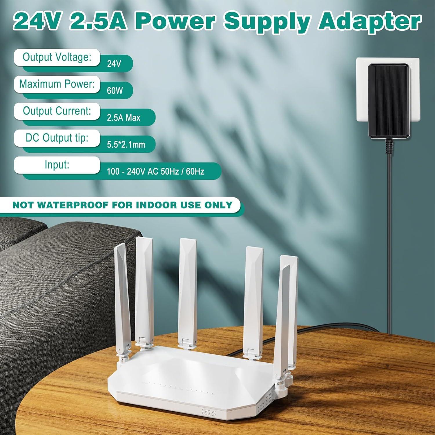 Adaptador de Alimentación HOUHUI 24V 2.5A 60W 2-Pack