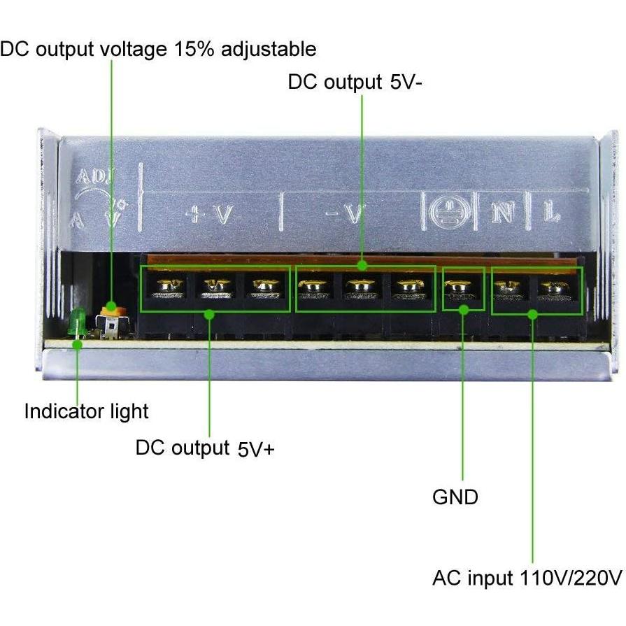 Fuente de Alimentación Conmutada Aclorol 5V 60A 300W