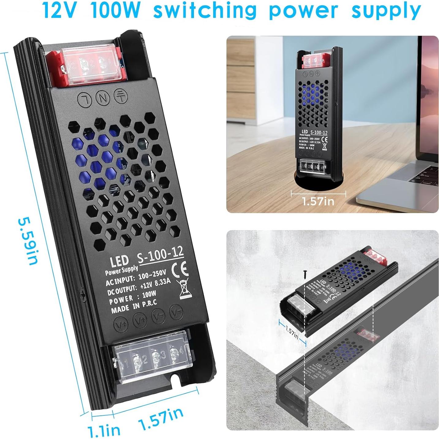 Fuente de Alimentación 12V 100W inShareplus Regulador LED