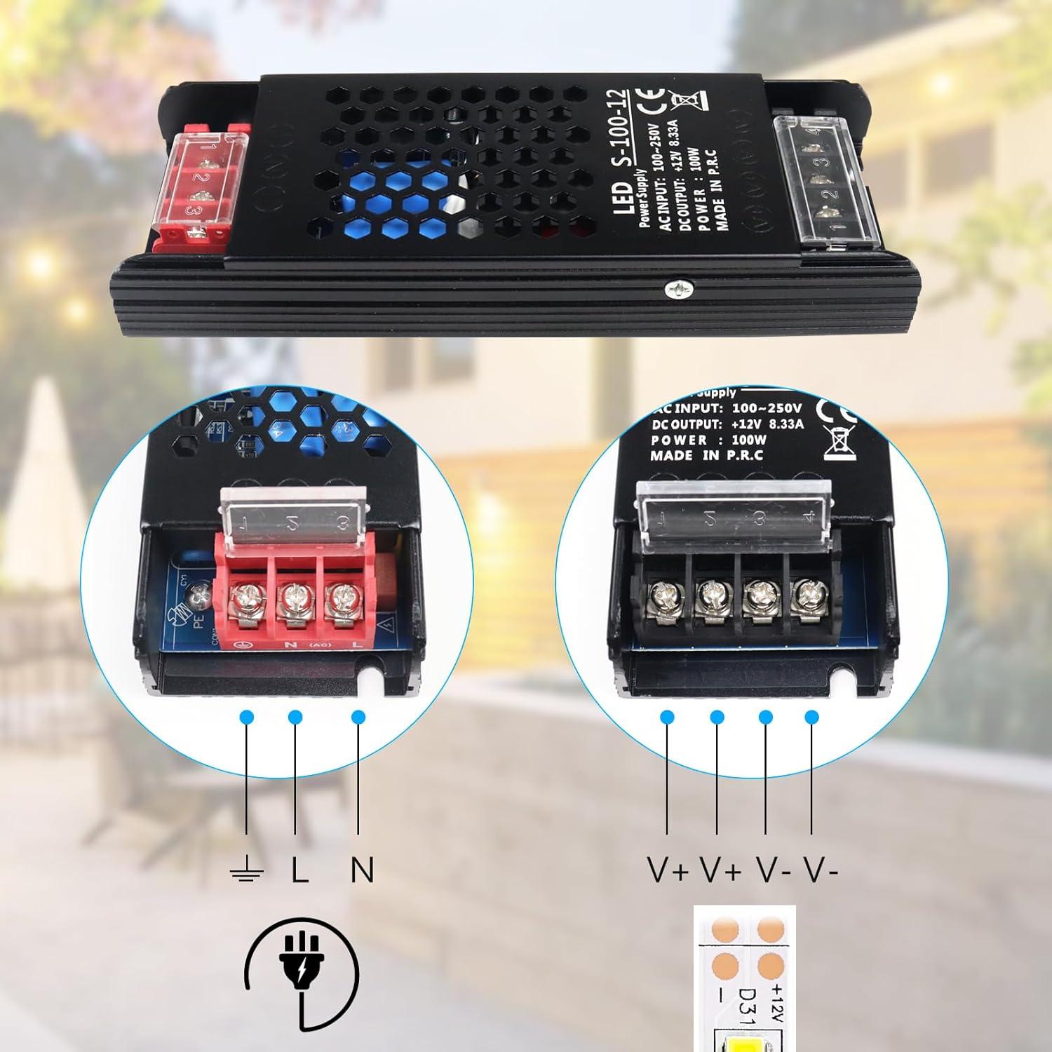 Fuente de Alimentación 12V 100W inShareplus Regulador LED