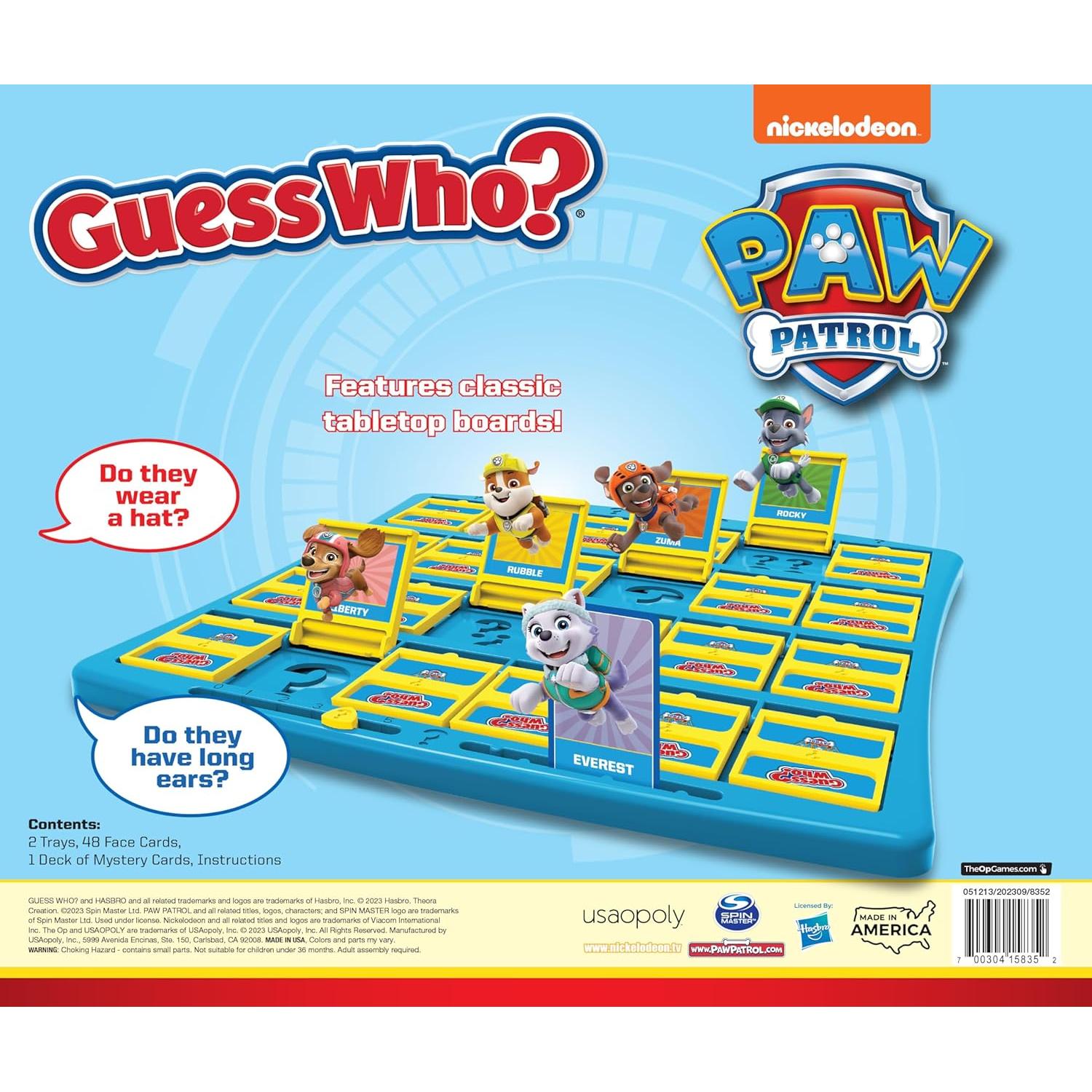 Adivina Quién? Juego de Mesa PAW Patrol - 2 Jugadores 6+