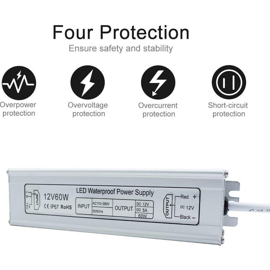 Fuente de Alimentación LED inShareplus 60W IP67 12V 5A
