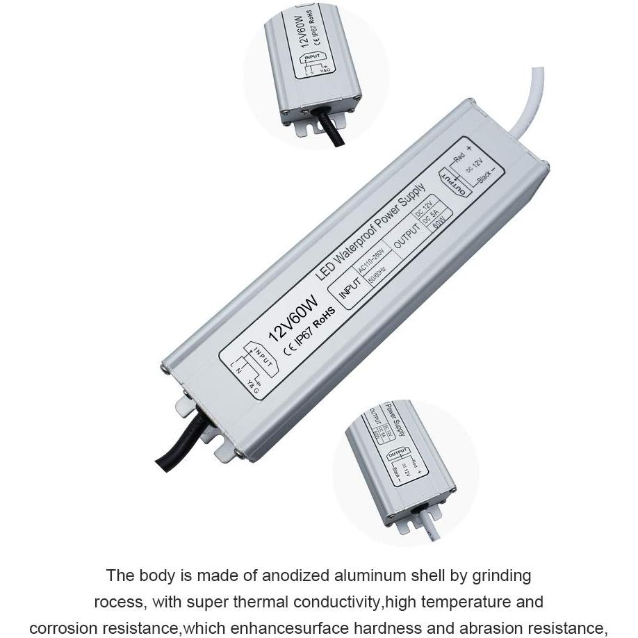 Fuente de Alimentación LED inShareplus 60W IP67 12V 5A