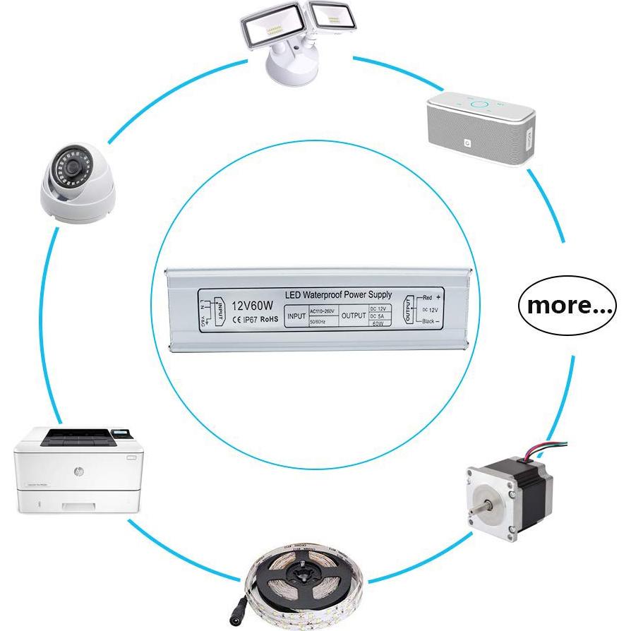 Fuente de Alimentación LED inShareplus 60W IP67 12V 5A