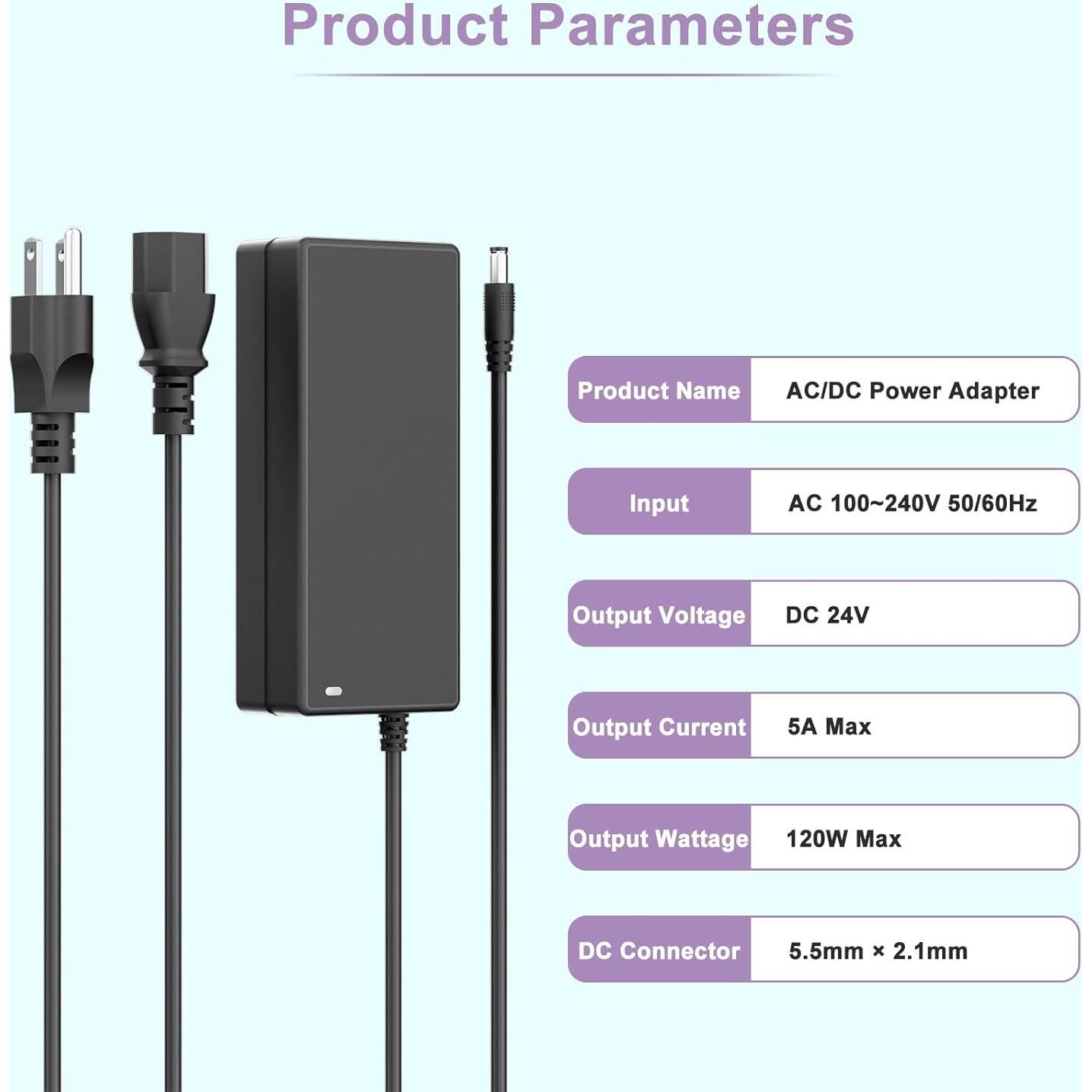 Adaptador de Alimentación MIWISE DC24V 5A 120W para LED