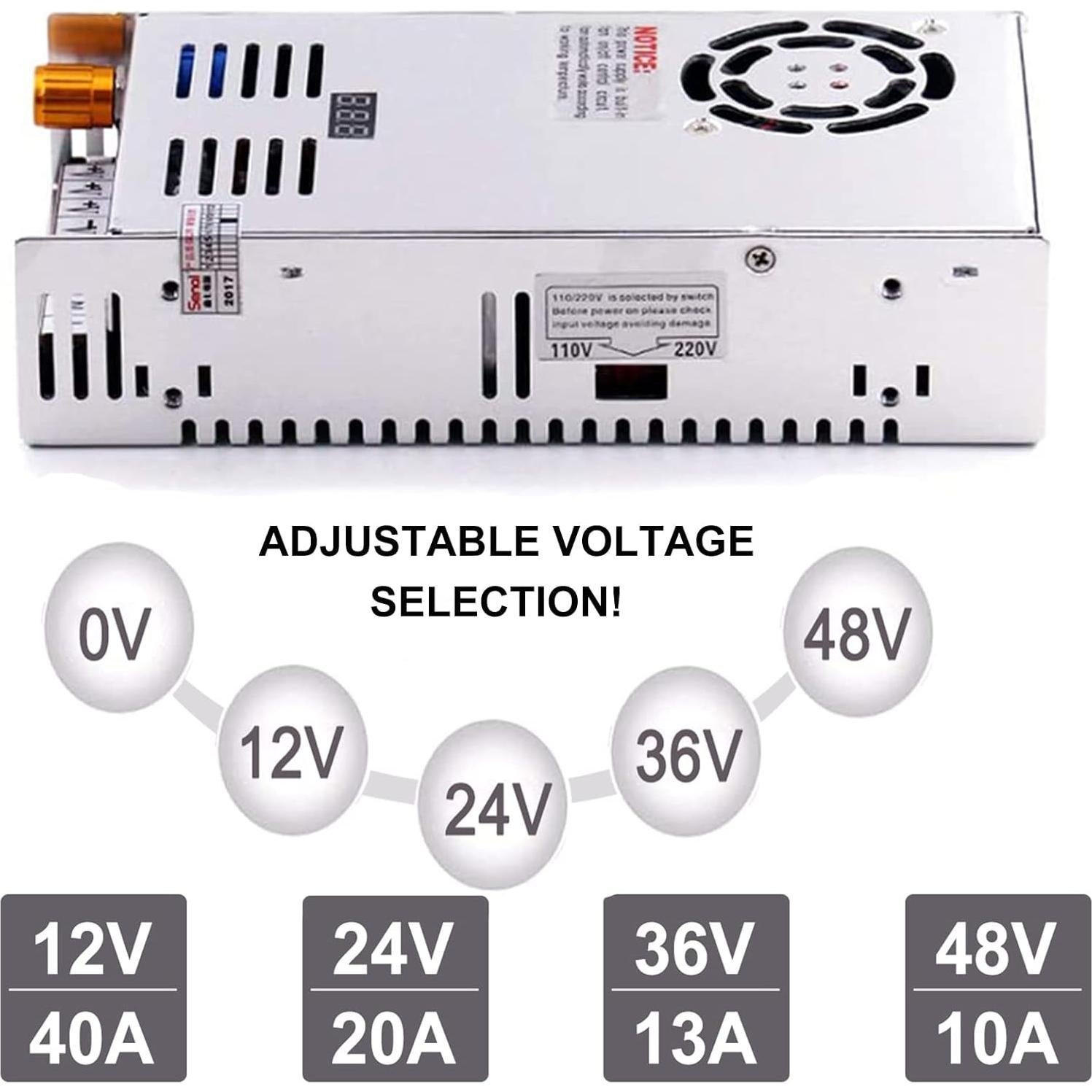 Fuente de Poder DC 0-48V 10A Eagwell Adaptador Regulable