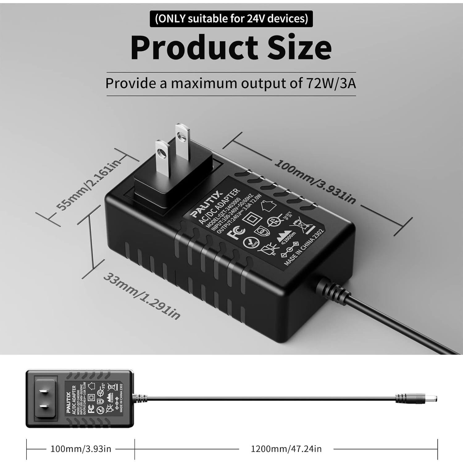 Adaptador de Alimentación PAUTIX 24V 3A 72W CA a CC 100-240V