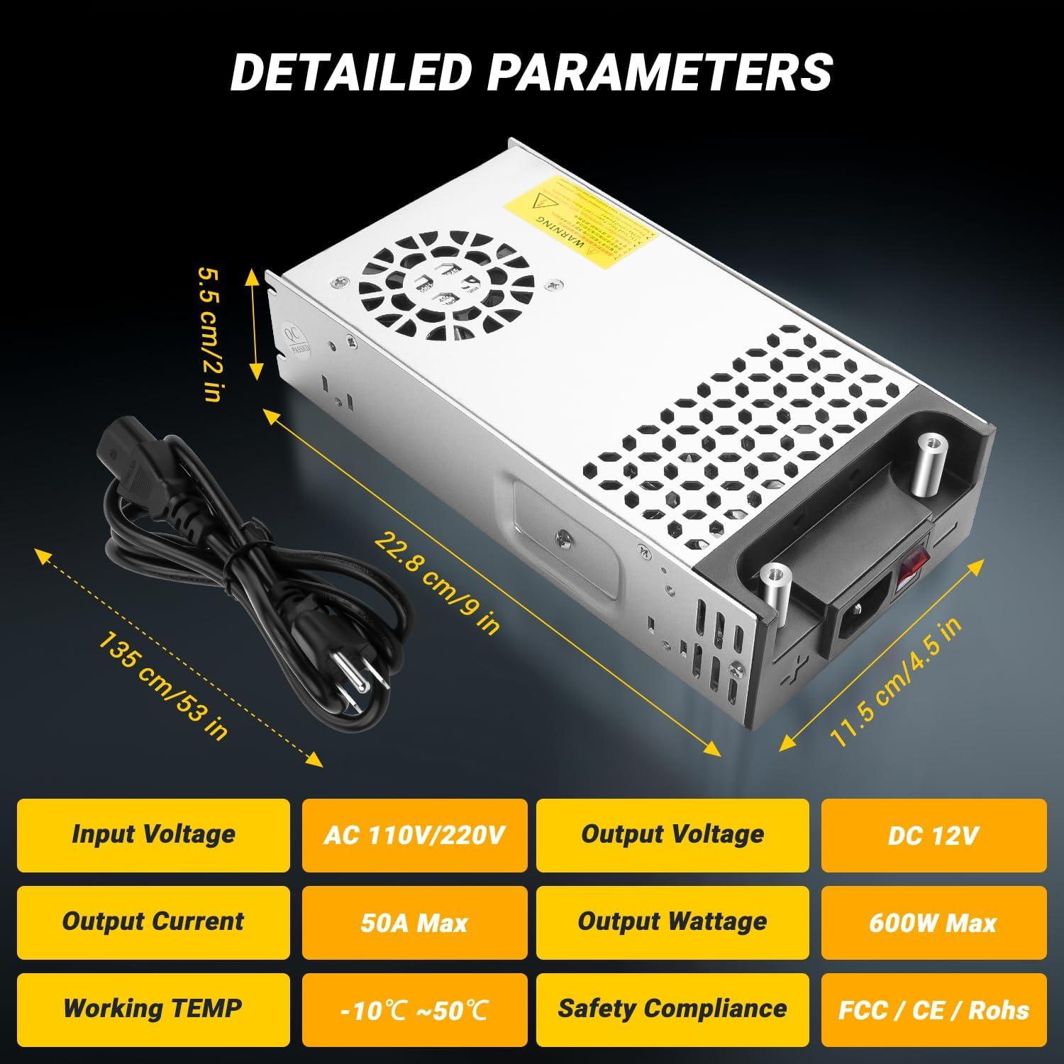 Convertidor 12V 600W 50A Yaheeda CA a CC para Bomba y LED