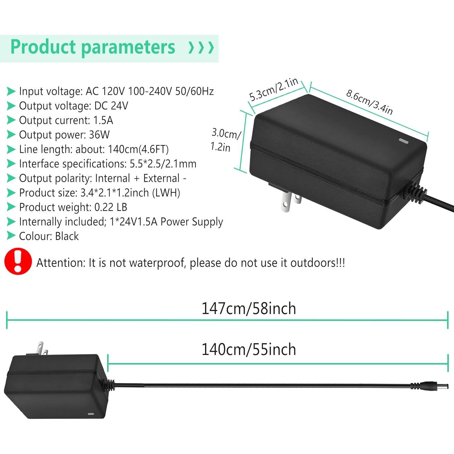 Adaptador de Alimentación 24V 1.5A Alarmpore 36W CA/CC