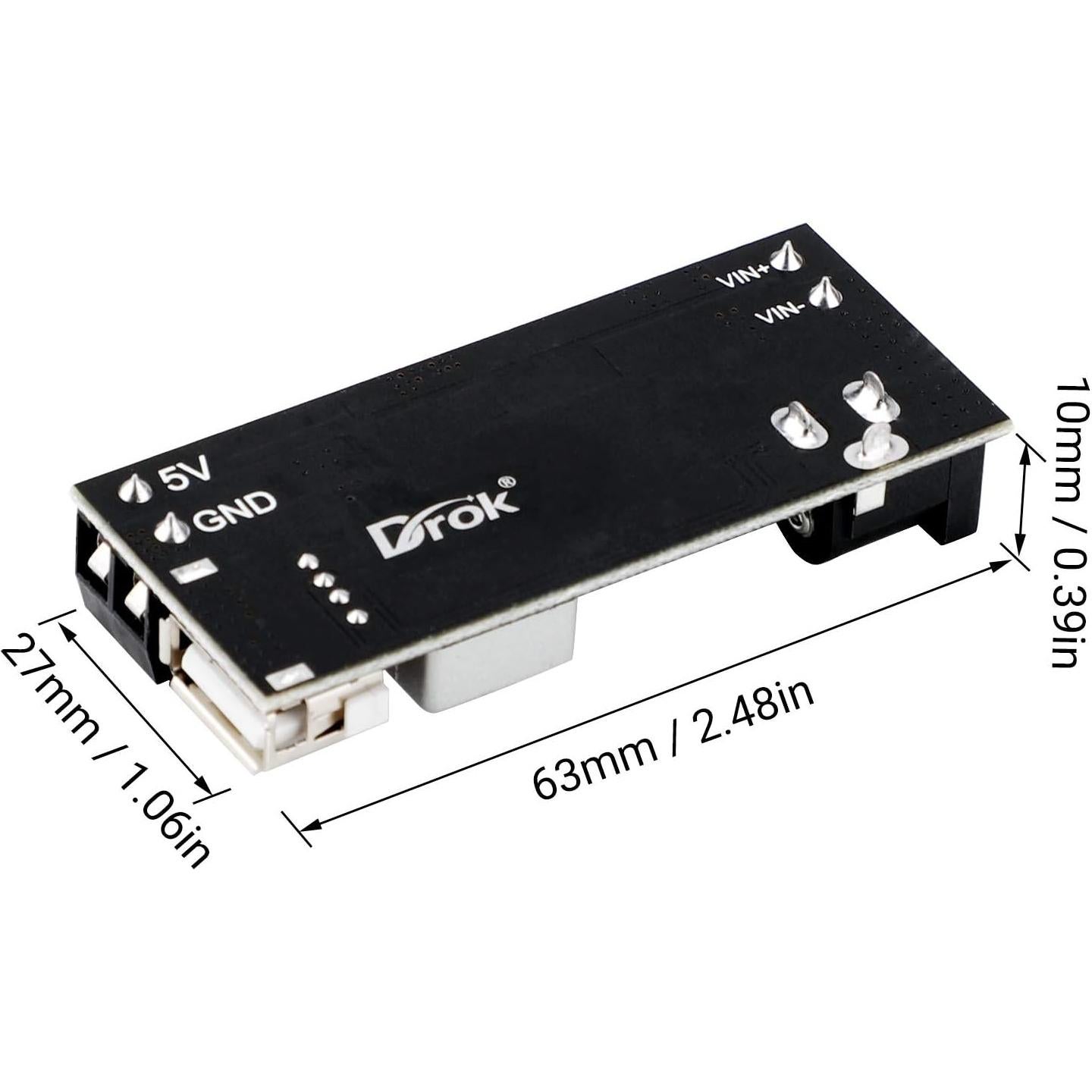 Convertidor Buck DROK 12V a 5V 2 Piezas Regulador USB