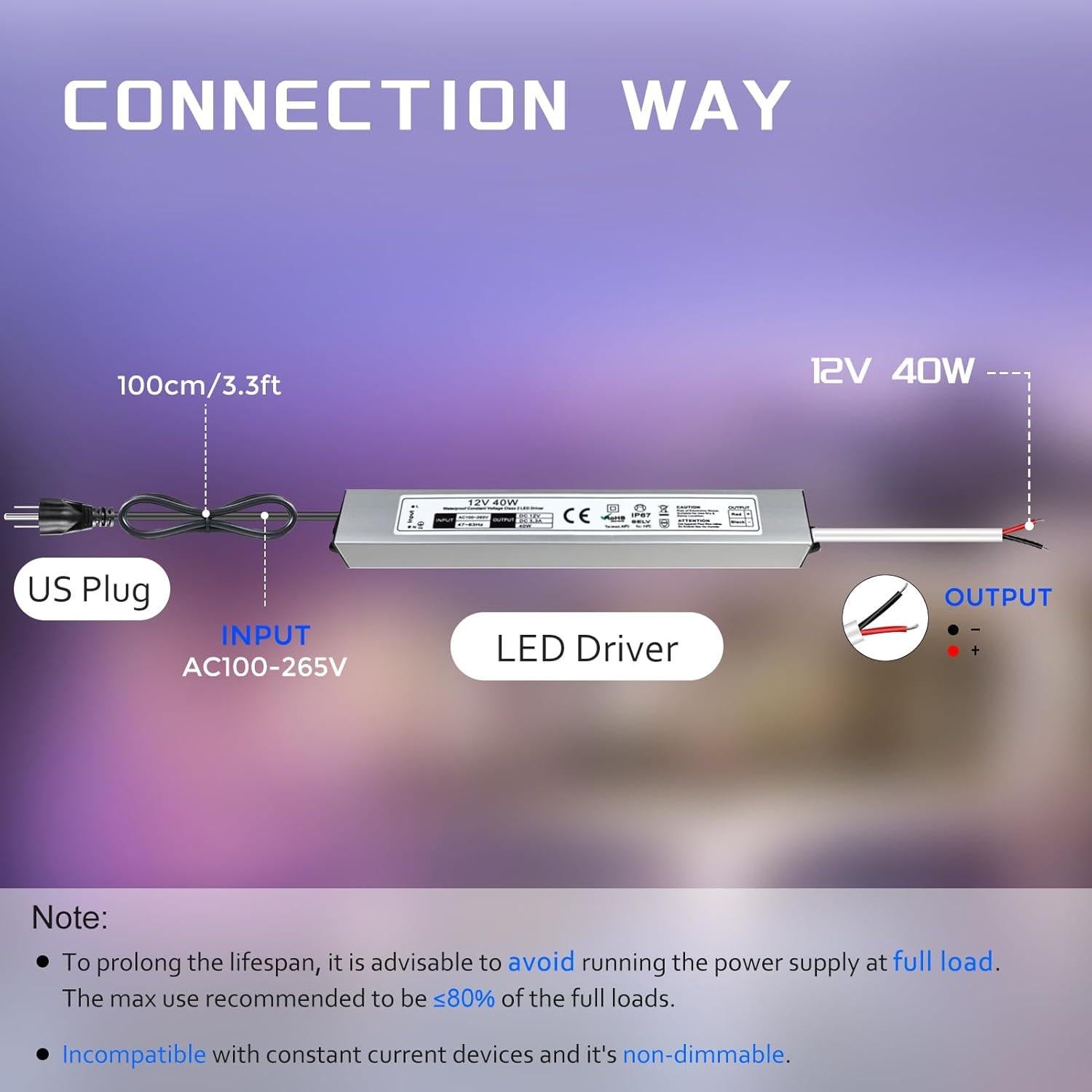 Transformador LED Jiasi 40W 12V IP67 Fuente de Alimentación