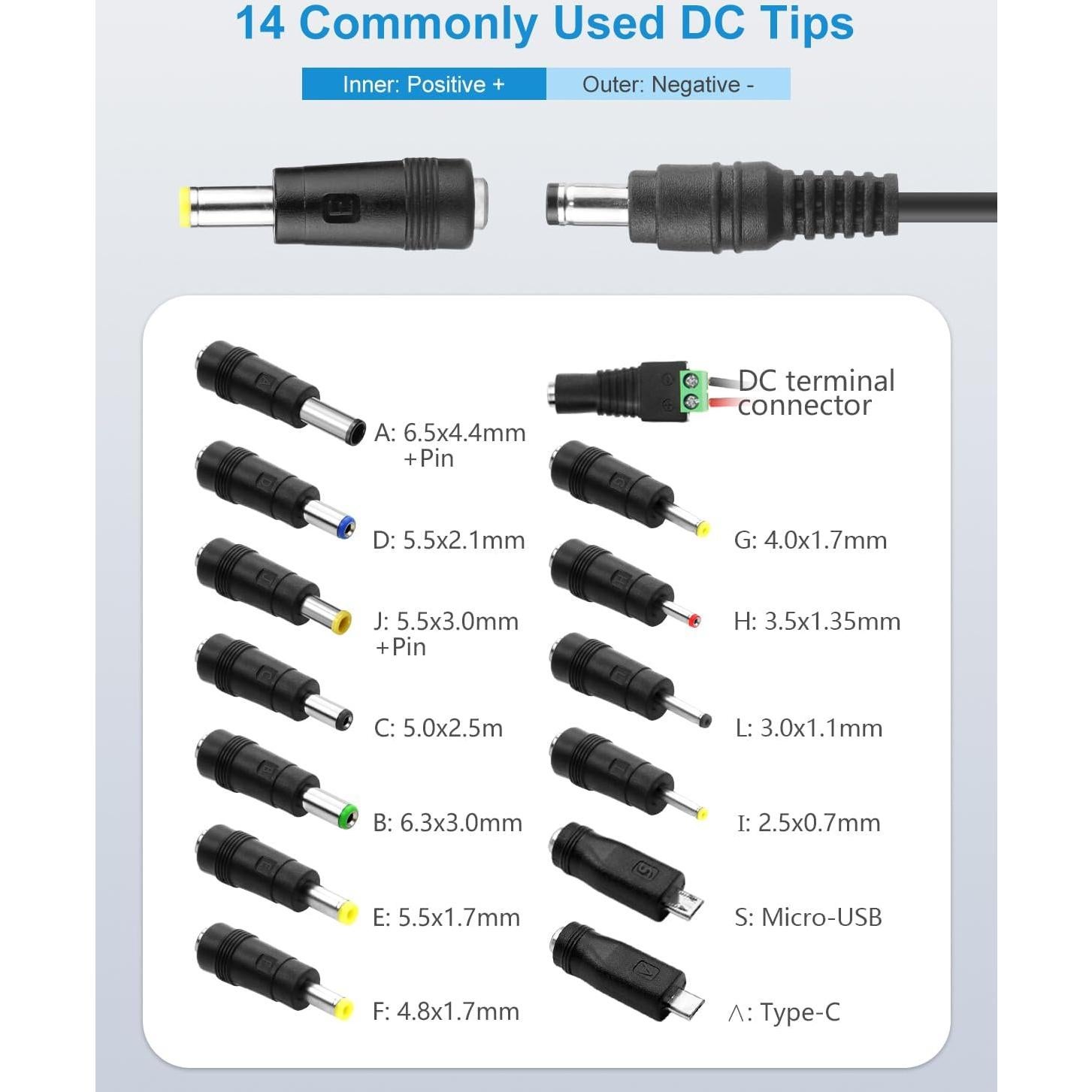 Adaptador de Corriente 12V 5A ALITOVE con 14 Puntas DC