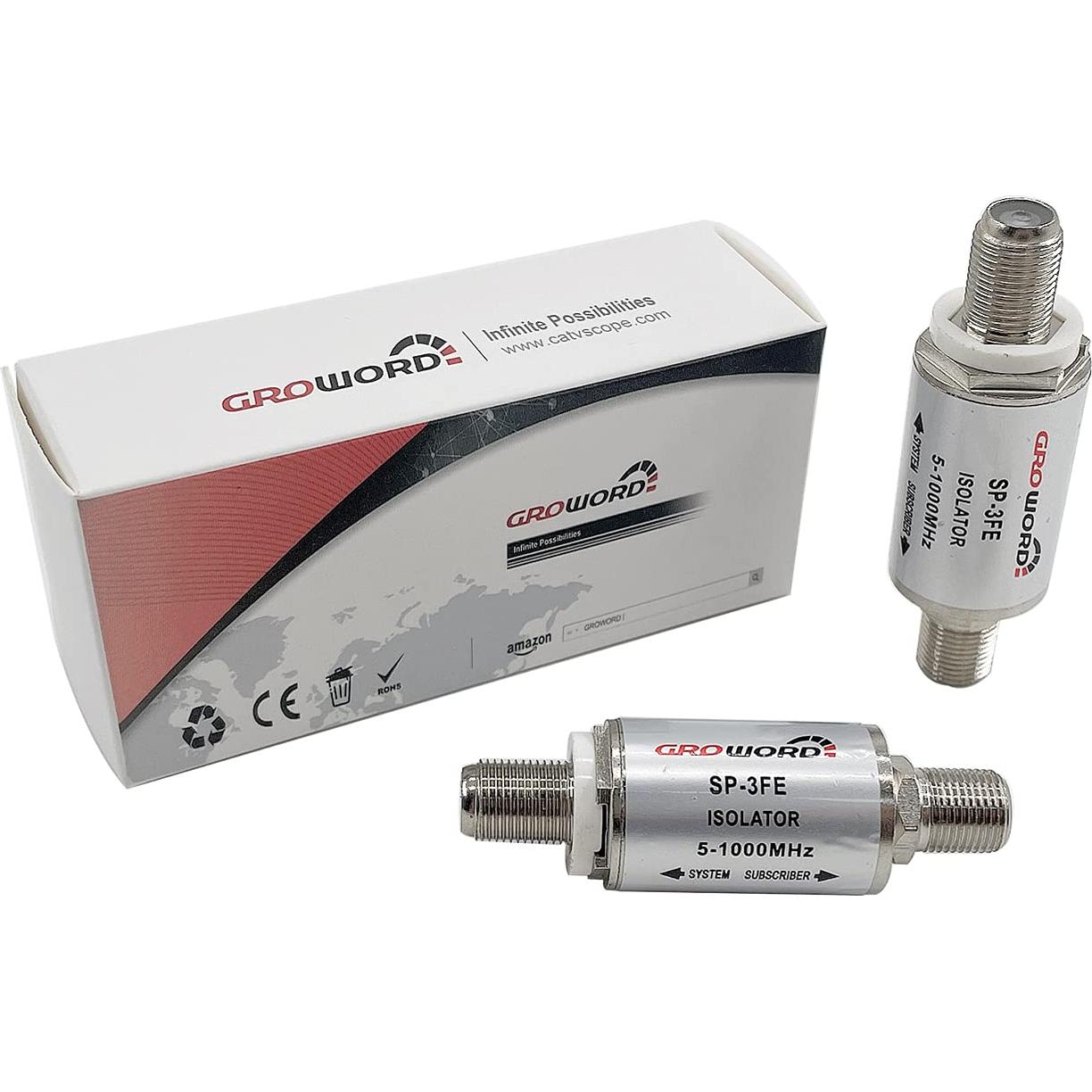 Aislador de Bucle de Tierra Groword SP-3FE - 2 Piezas, Eliminador de Ruido, Protección Rayos 6kV