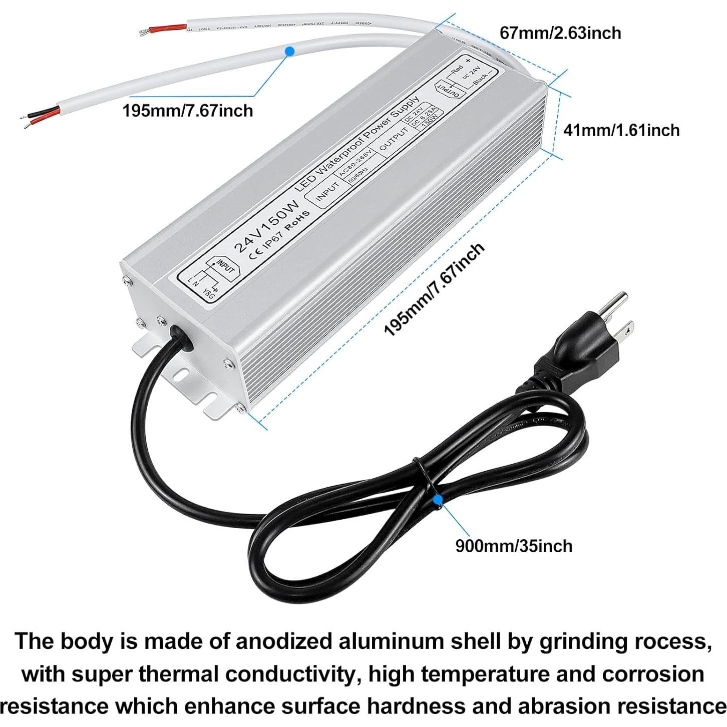 Fuente de Alimentación LED inShareplus 24V 150W IP67 Impermeable