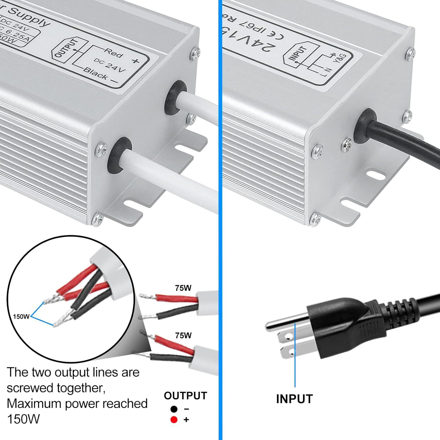 Fuente de Alimentación LED inShareplus 24V 150W IP67 Impermeable