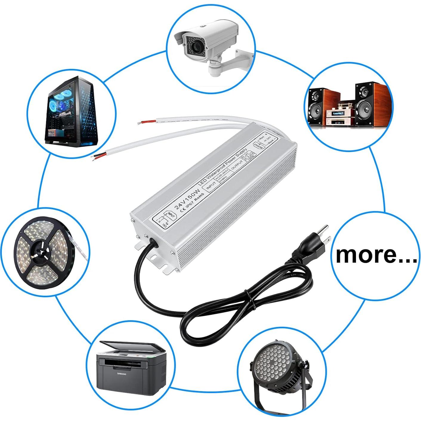 Fuente de Alimentación LED inShareplus 24V 150W IP67 Impermeable