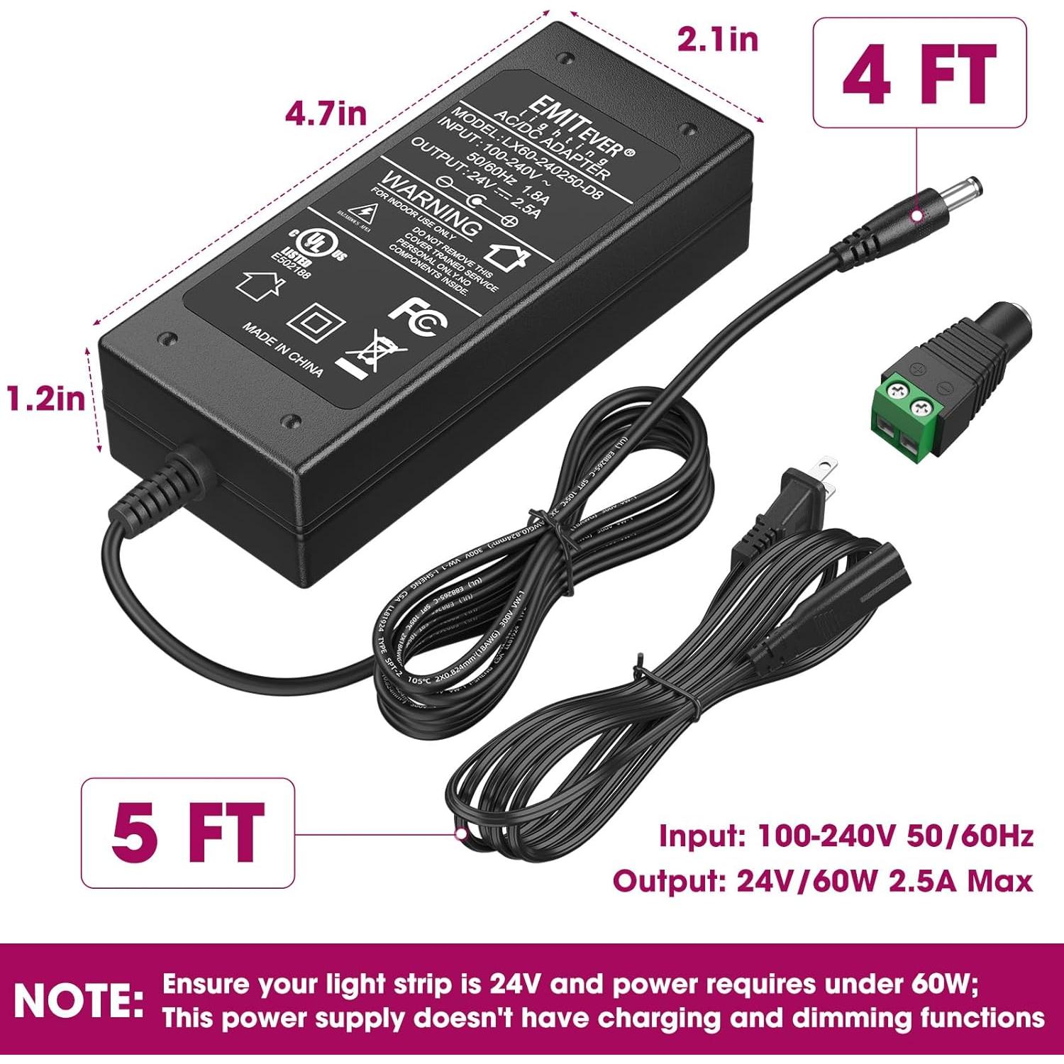 Fuente de Alimentación 24V EMITEVER 60W Adaptador LED