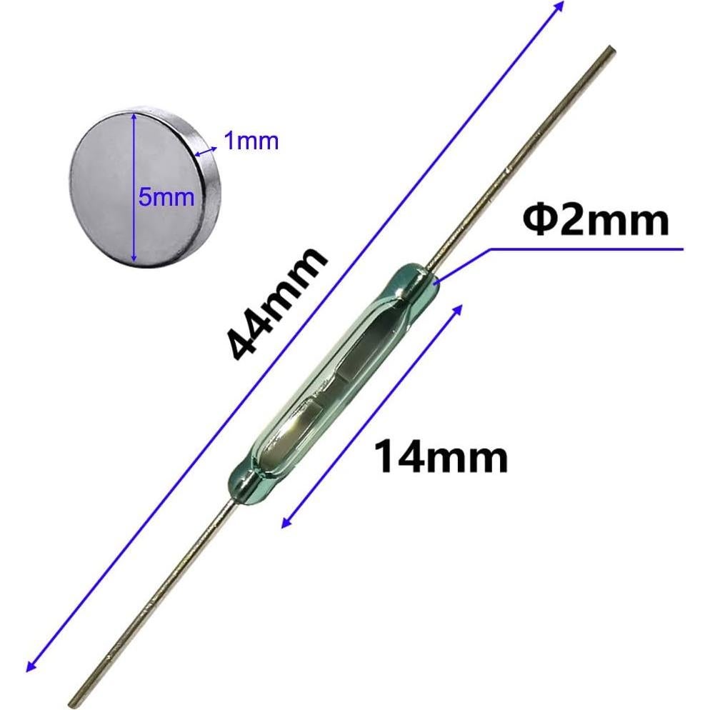 20 Interruptores de Reed de Vidrio Gebildet N/O 2x14mm