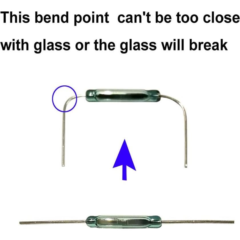 20 Interruptores de Reed de Vidrio Gebildet N/O 2x14mm