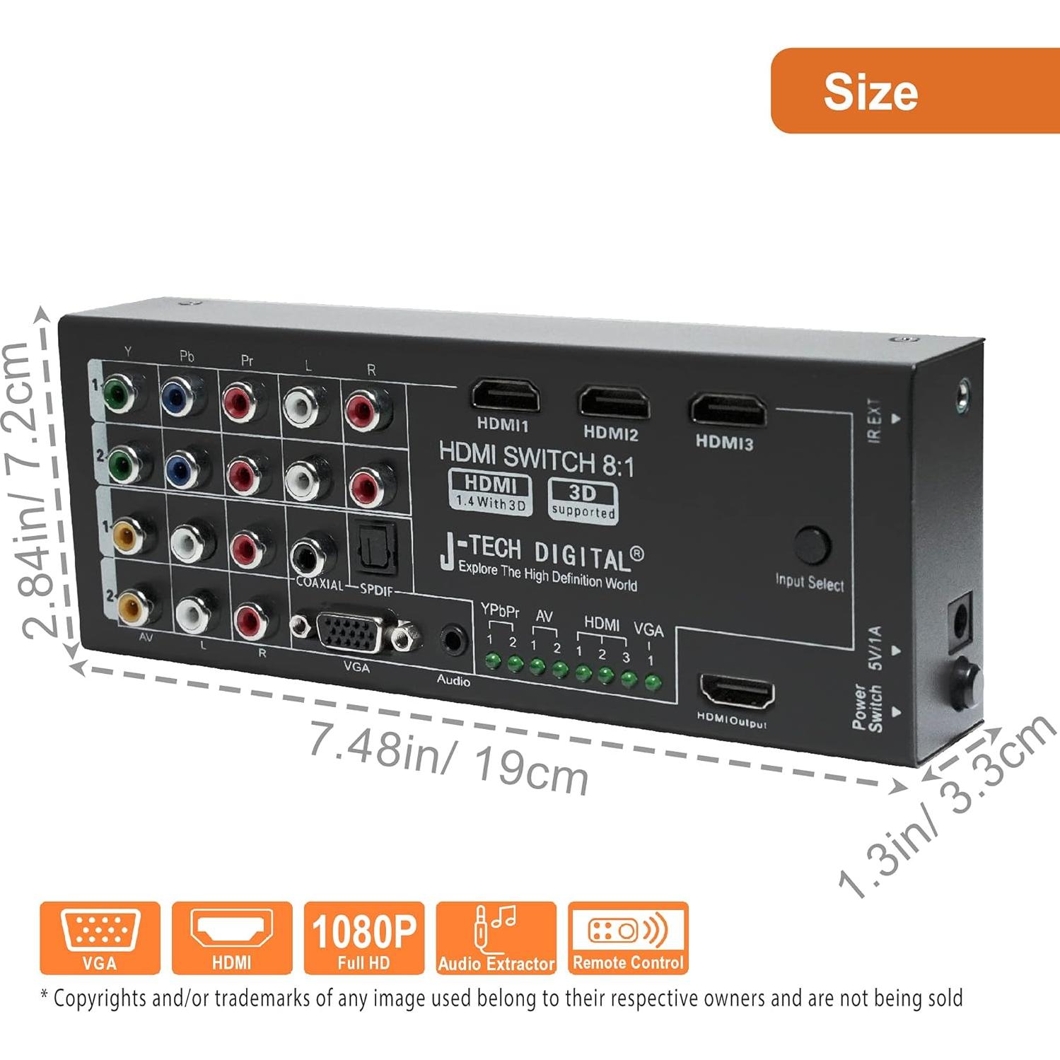 Convertidor HDMI Multifuncional J-Tech Digital JTD-0801 8 Entradas