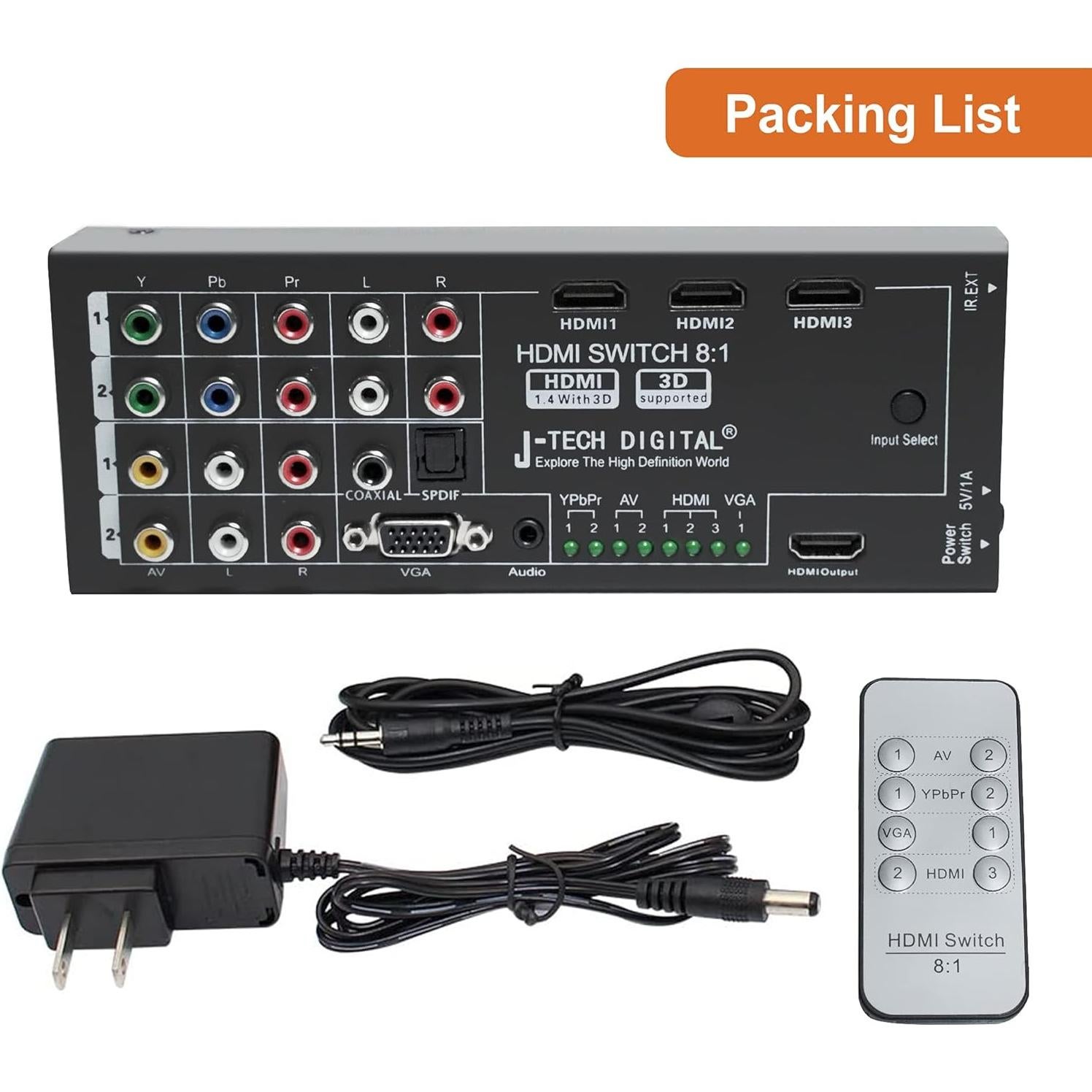 Convertidor HDMI Multifuncional J-Tech Digital JTD-0801 8 Entradas