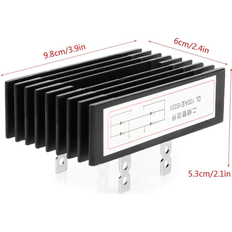 Rectificador de Puente de Diodo 100A 1600V 2 Fases con Disipador