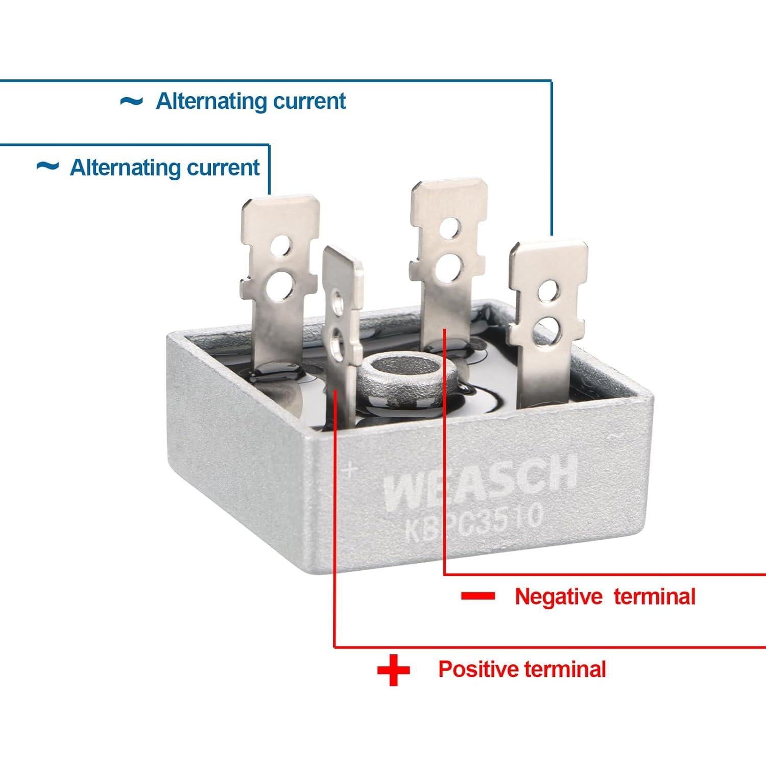 Diodo Rectificador de Puente Weasch KBPC5010 1000V 50A 2 Pcs