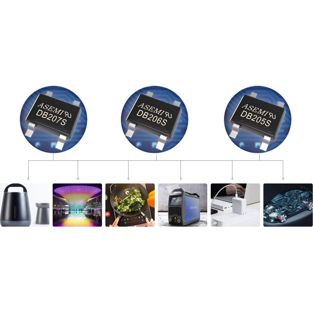 Diodo Rectificador de Puente ASEMI DB207S 2A 1000V Paquete 20