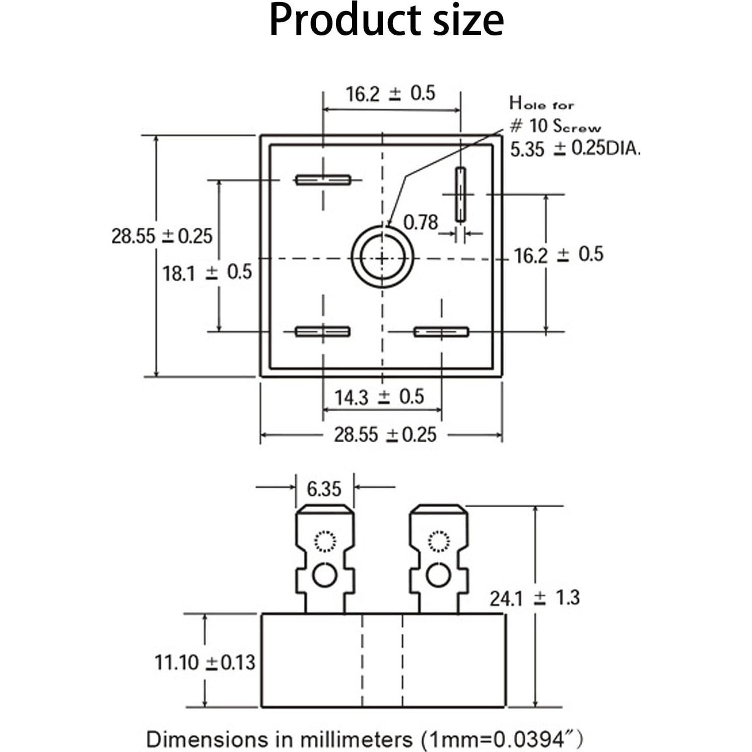 Diodo Rectificador de Puente Yetaida KBPC3510 35A 1000V 2Pcs