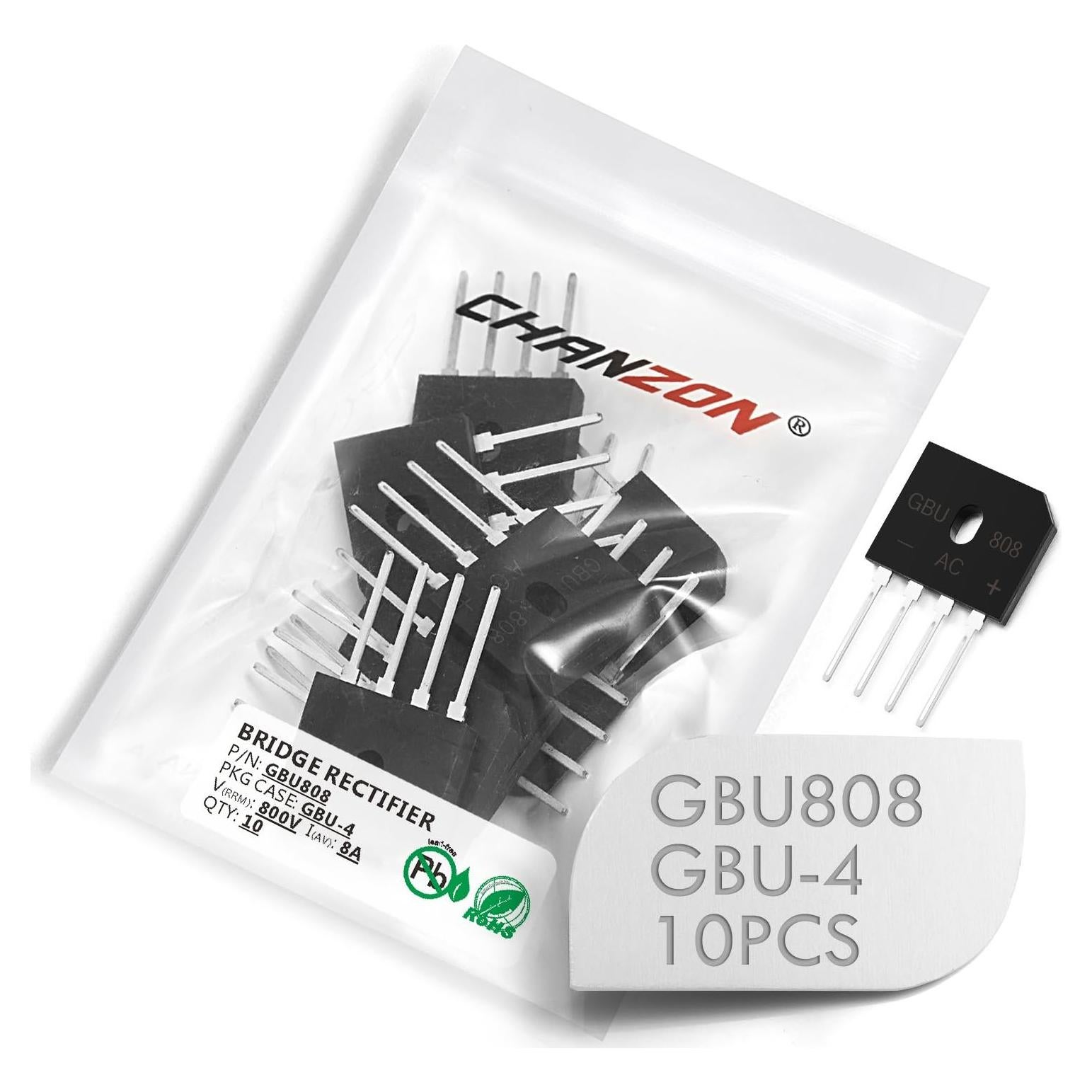 Diodo Rectificador de Puente Chanzon GBU808 10 Piezas 8A 800V