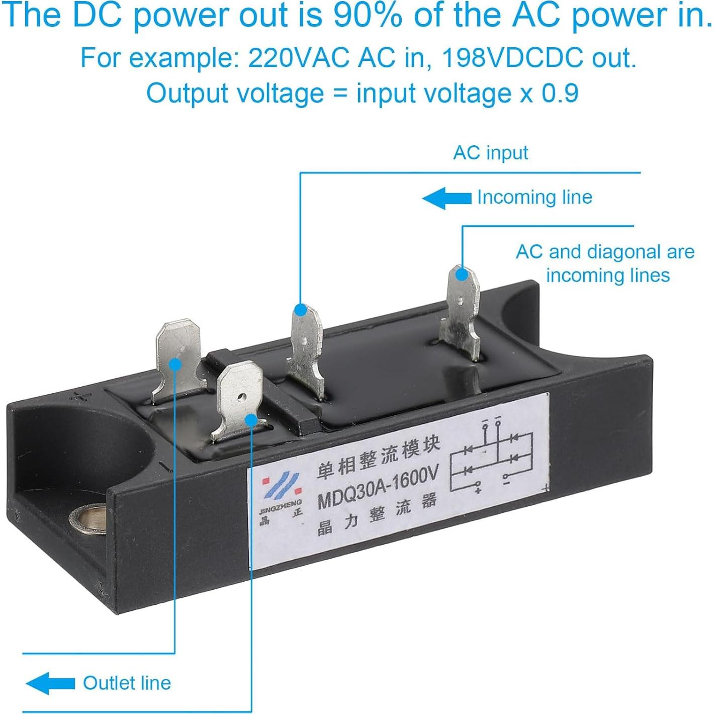 Diodo Rectificador PATIKIL MDQ30A 30A 1600V para AC a DC