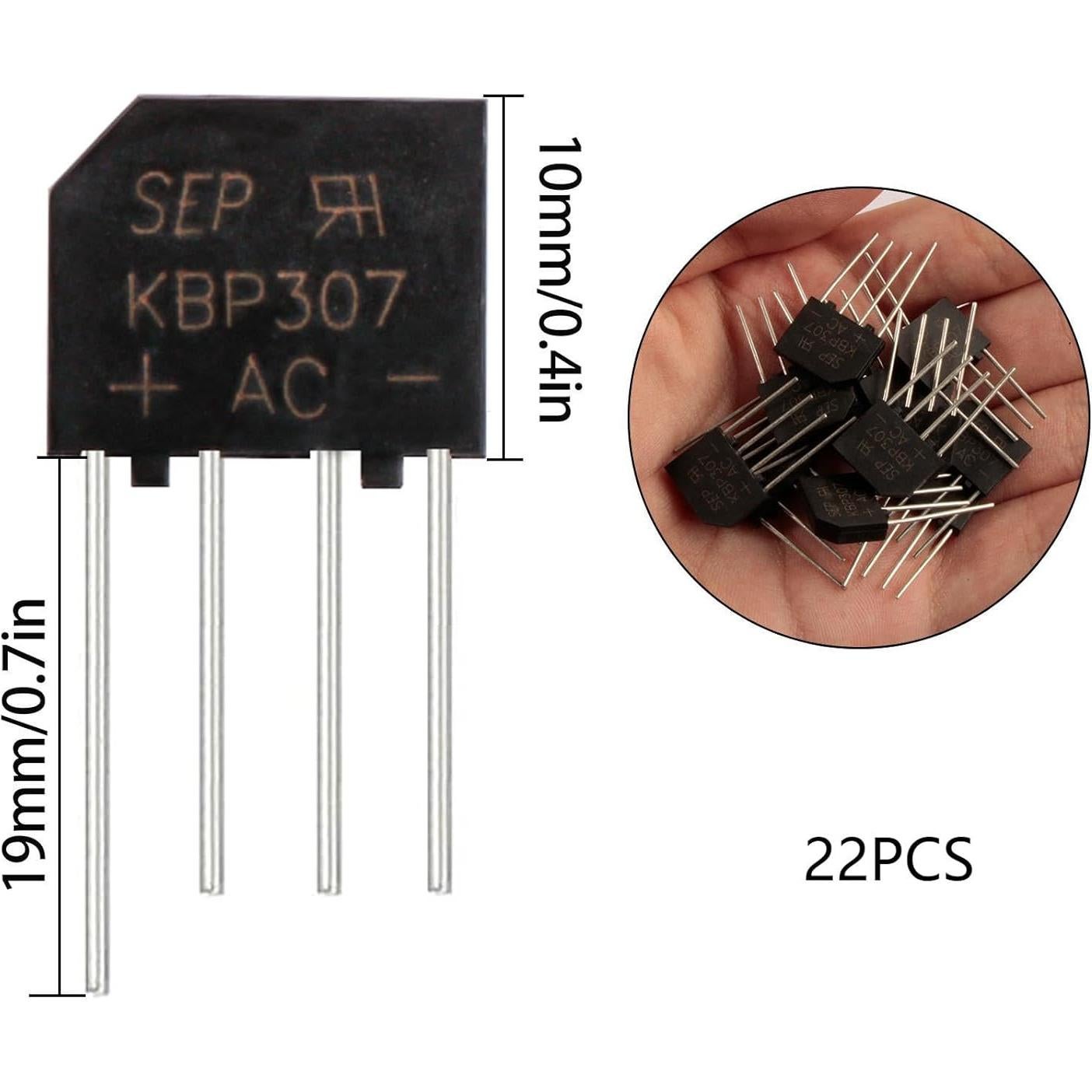 Rectificador de Puente de Diodo FOXTIP KBP307 3A 700V - Paquete de 22